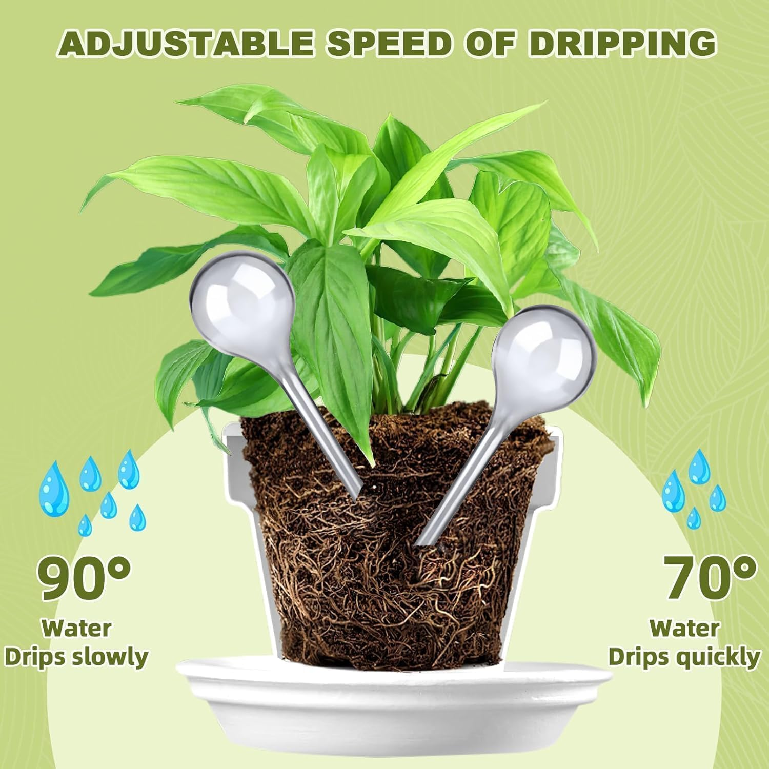 12 Pcs Plant Watering Globes, Automatic Watering Bulbs, Plastic Garden Watering Globes Insert Device, Water Device Drip for Plant, Self-Watering System for Indoor Outdoor Garden (Color) - Color image number 2