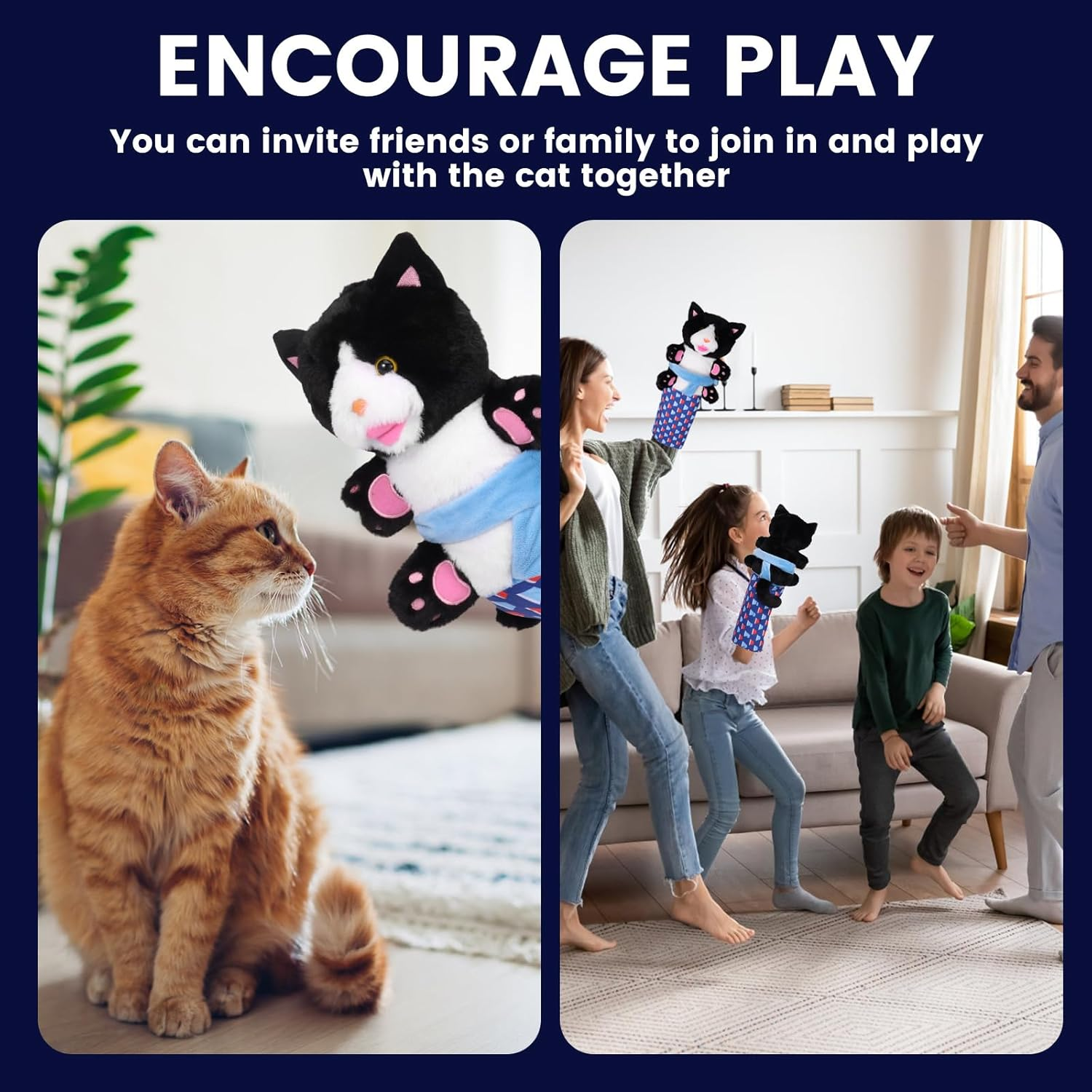 2Pcs Cat Wrestling Toy Puppet Interactive Cat Hand Puppet Cotton Pet Wrestling Glove for Playing Safety Training and Exercise image number 2