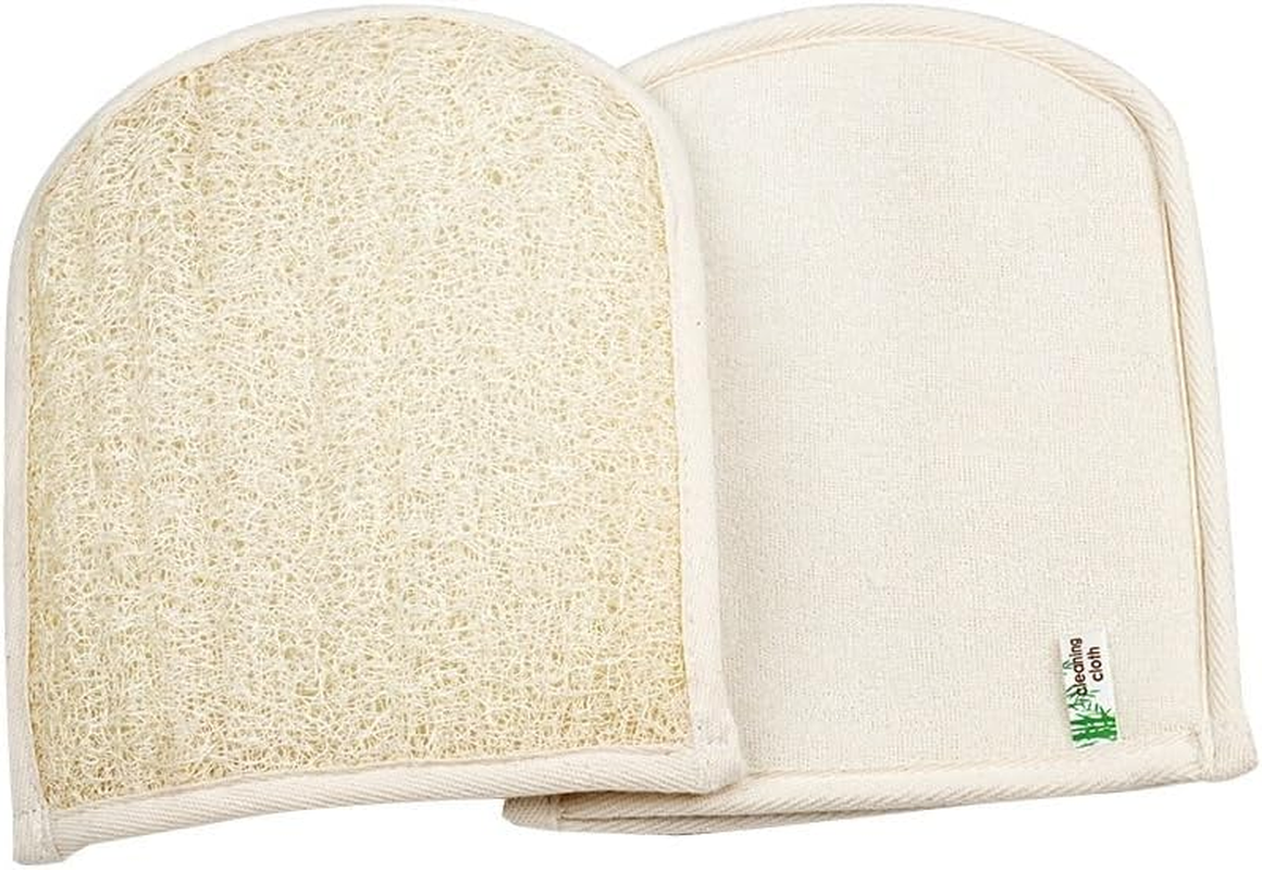 Premium Exfoliating Loofah Glove Pad Body Scrubber. Our Gloves Are Made of Natural Shower Sponge and Soft Cotton Materials (Style1, 15 * 20Cm)