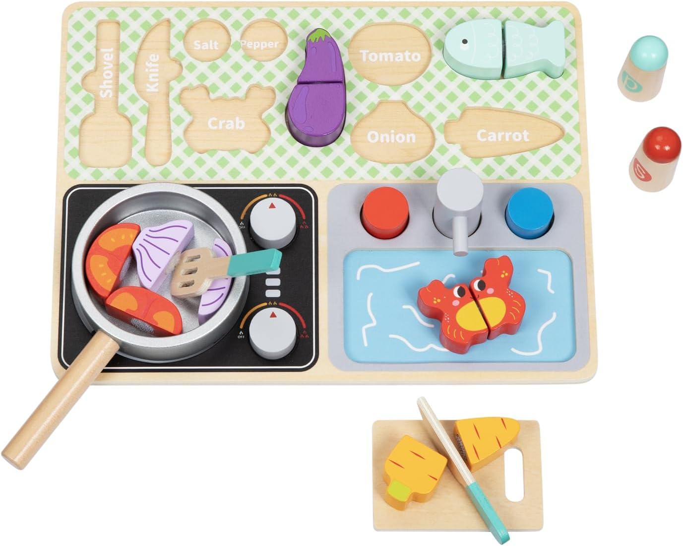 Tooky Toy TJ453 Kitchen Play Set:Quality Pretend Play Wooden Set for Ages 3+ image number 3