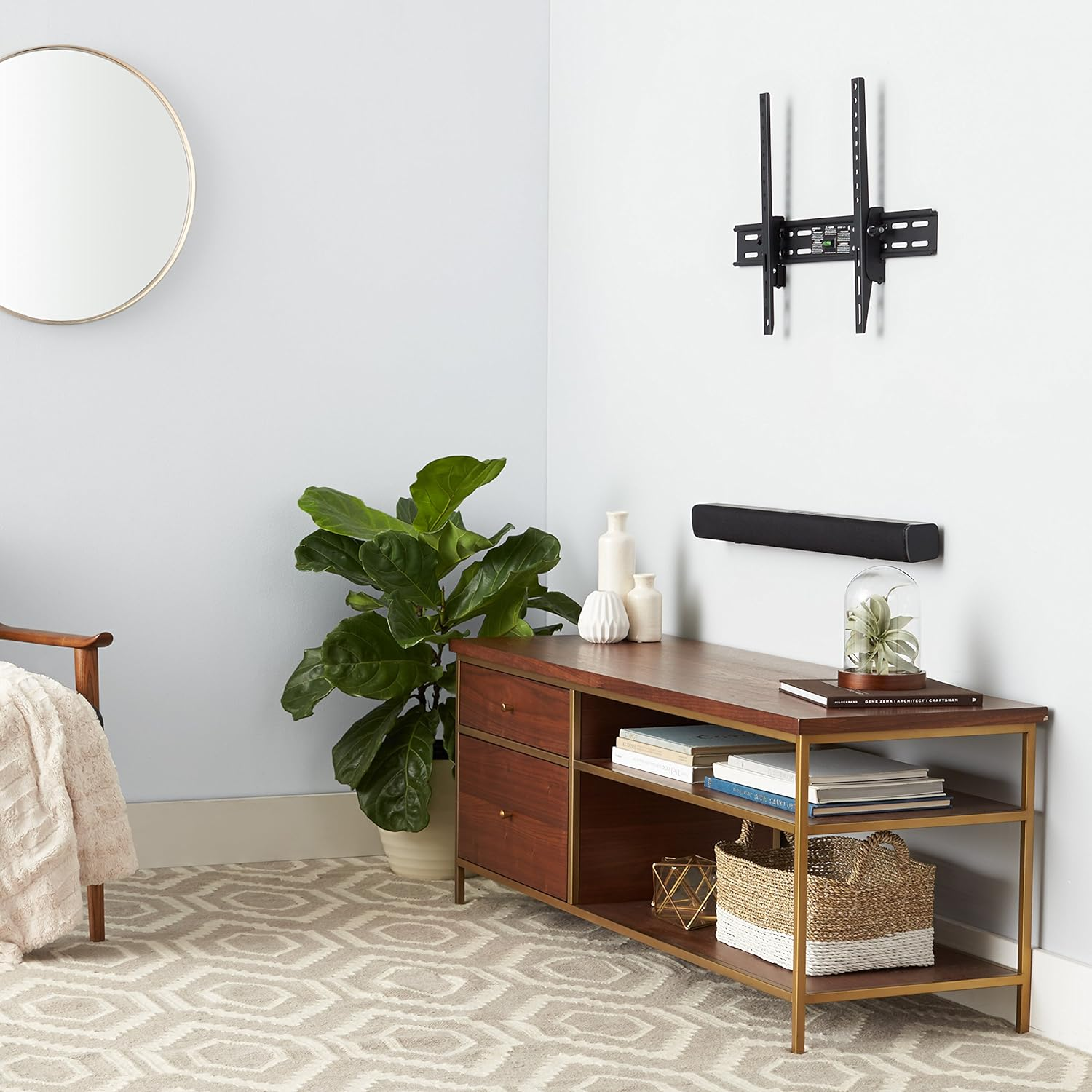 Amazon Basics Full Motion Articulating-Arm TV Wall Mount for 37-80 Inch Tvs and Flat Panels up to 120 Lbs, Black