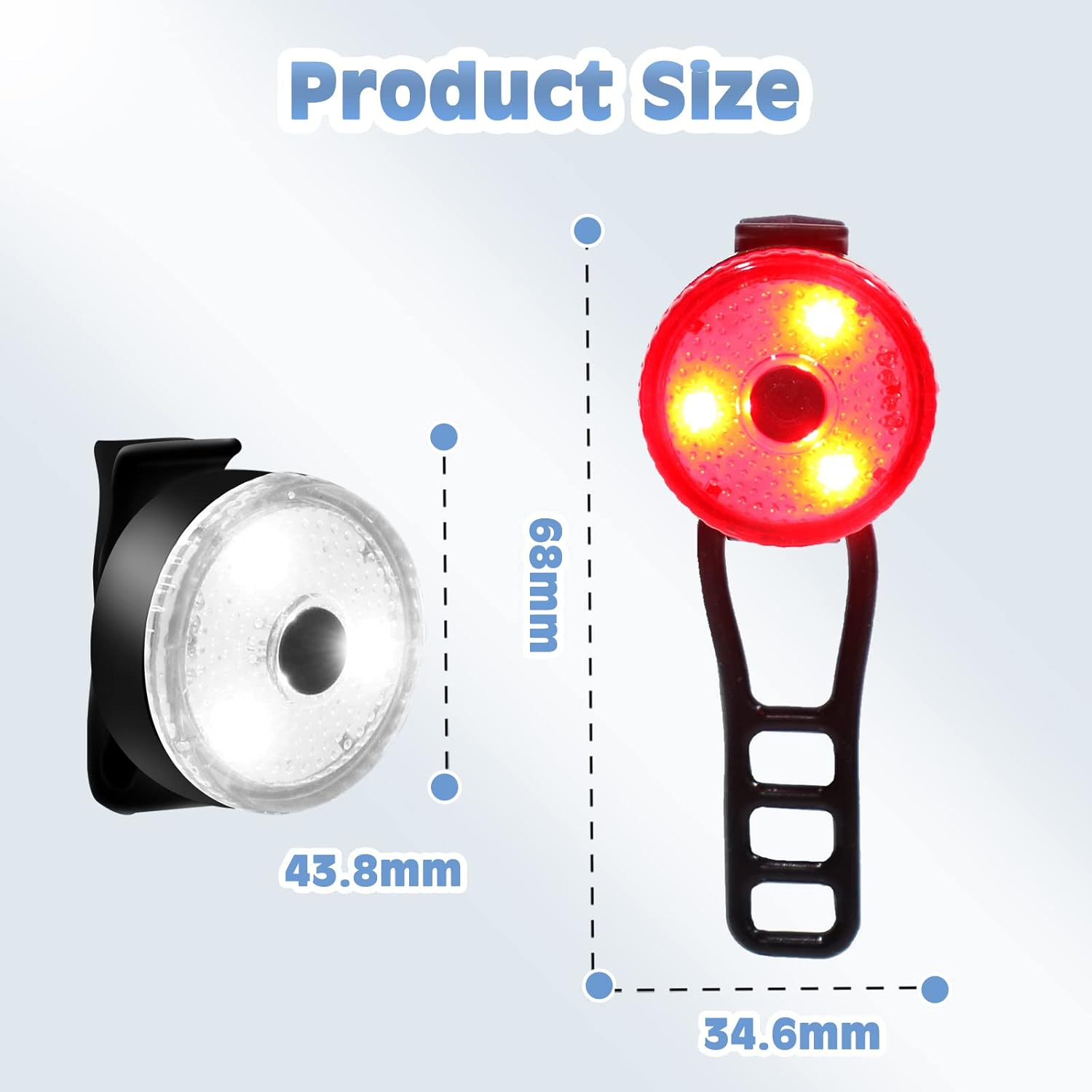 Pack of 2 Pushchair Lights, Aicharynic LED Pram Lights with 3 Light Effects, LED Reflectors for Pushchairs, USB Rechargeable, Waterproof, Flashing Light for All Prams, Pushchairs Accessories image number 3