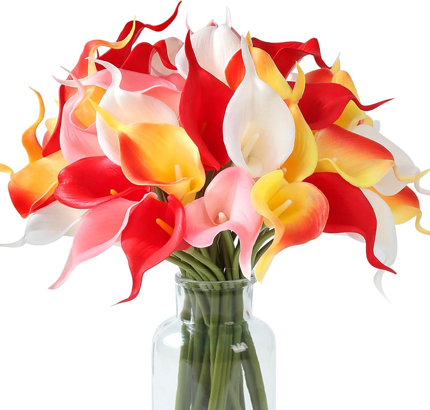 SITUMEIZI 24 PCS Teal Fake Flowers Artificial Calla Lily Silk Flowers Real Touch for Mother'S Day Easter Home Kitchen Decor Wedding Bouquet Office Spring Decoration(Teal Blue) - Blue image number 6