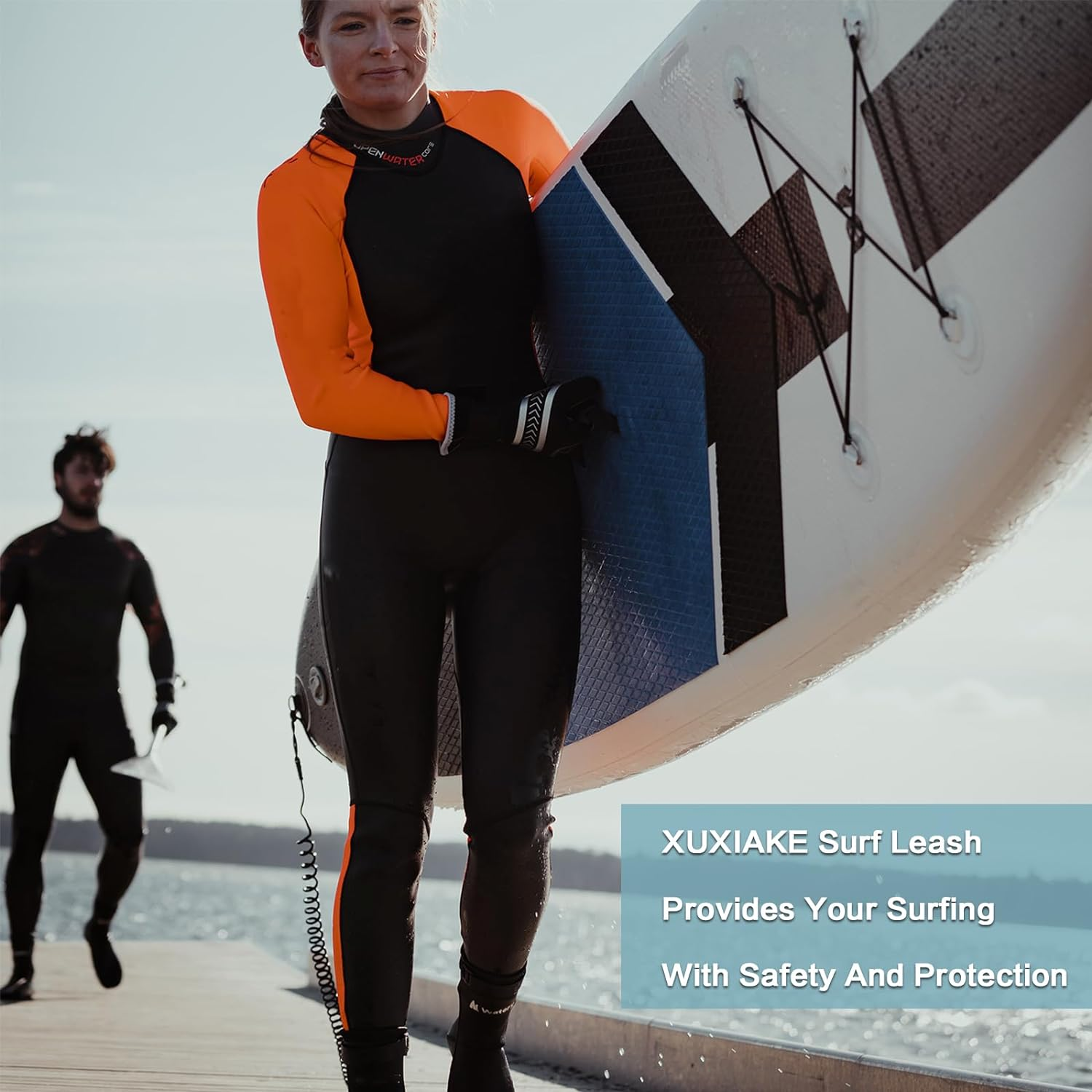 Coiled SUP Leash Premium Stand up Paddle Board Leg Rope Wrist Strap Surfboard Leash for Paddleboard, Shortboard, Longboard image number 5