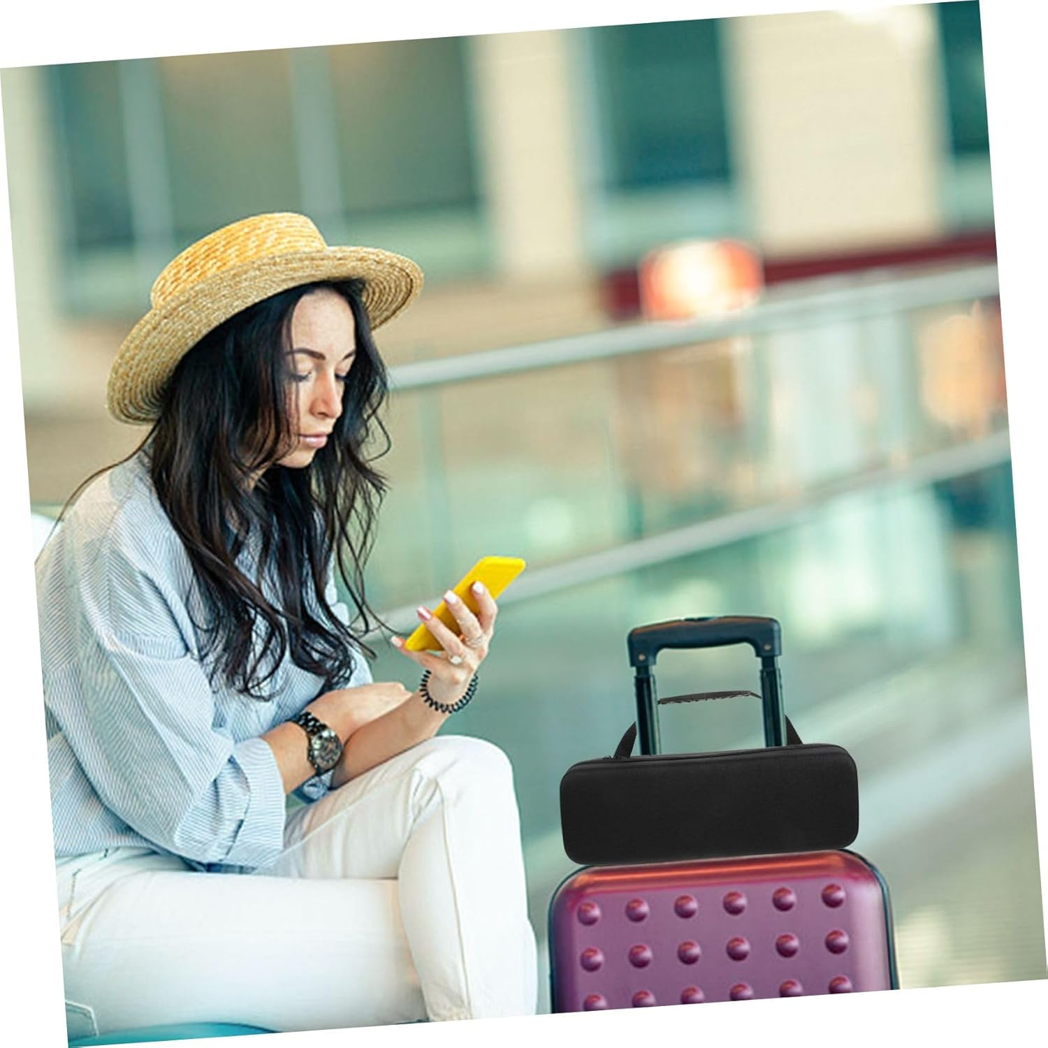 ELAYARD Hair Dryer Case Curling Iron Travel Bag Comfortable Hand Strap Protective Cover for Blow Dryer Styling Tools Travel Storage Bag image number 2