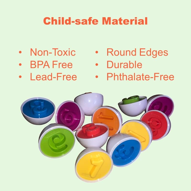 Matching Eggs Color Shape Fruit Number Recognition Sorting Counting Montessori Toys Fine Motor Skill Early Learning Child-Safe Educational Toys for Babies Kids and Toddlers (12 Eggs) (Numbers) image number 1