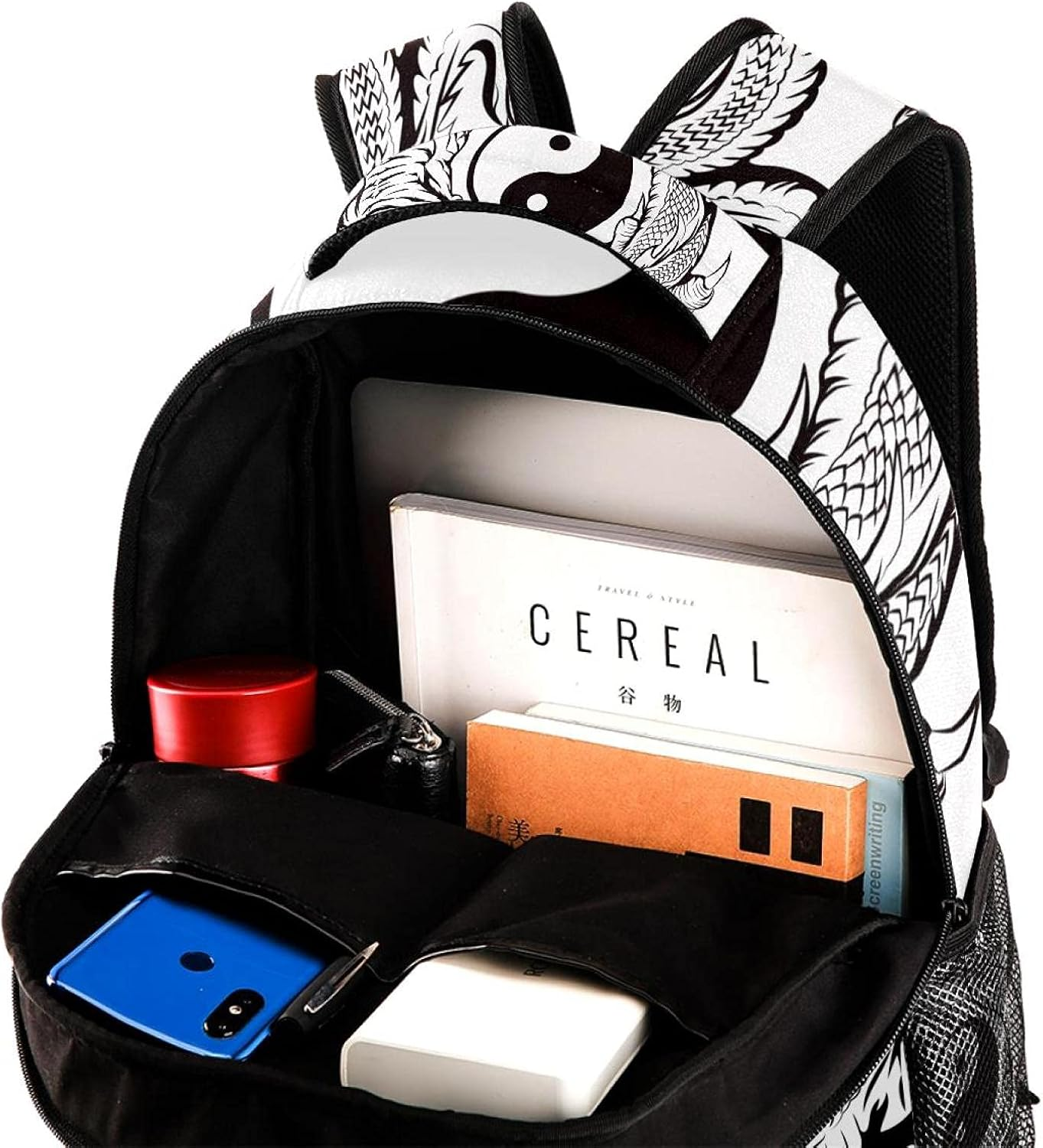 Dragon and Tiger Battle Backpack Students Shoulder Bags Travel Bag College School Tote Backpacks image number 1