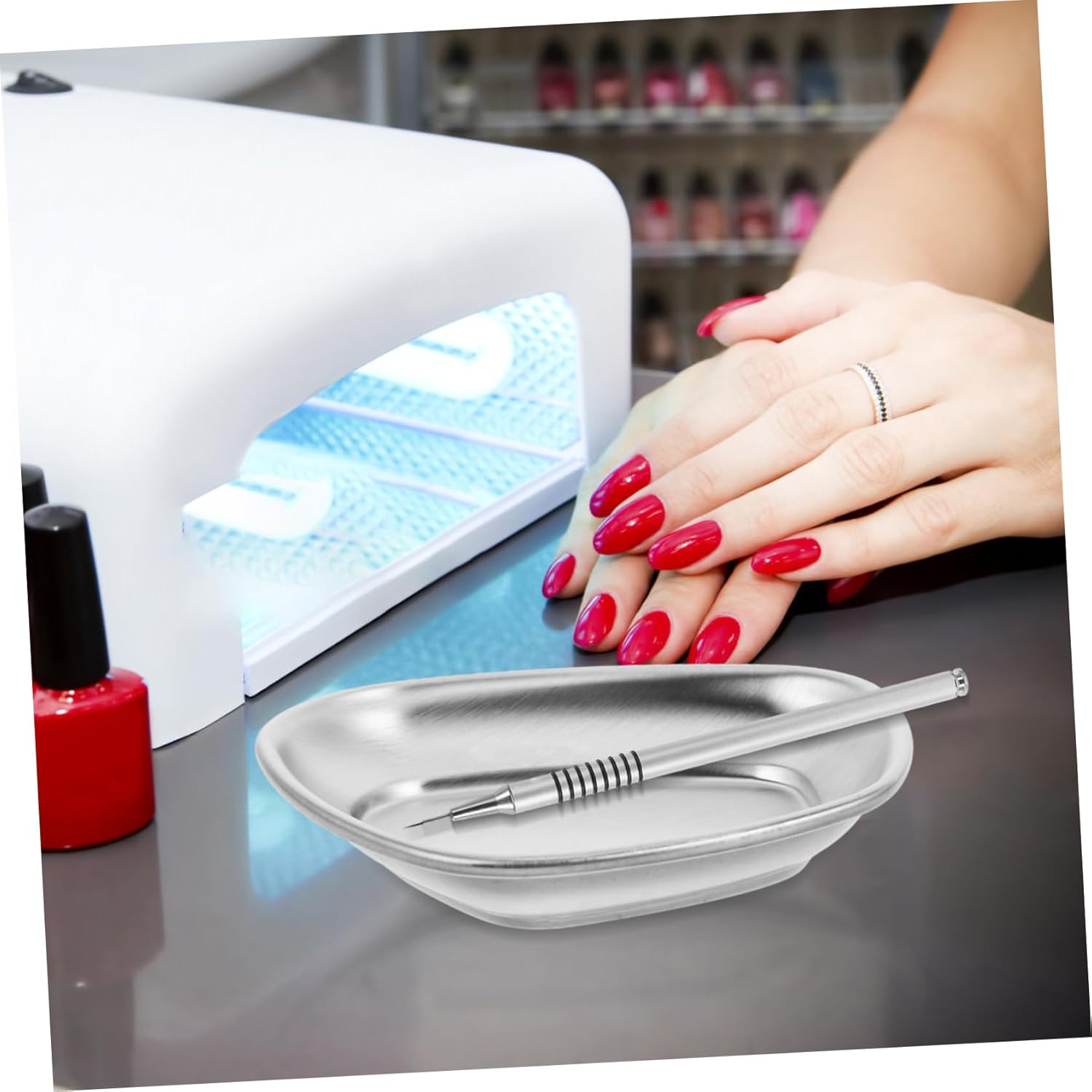 Ipetboom Nail Tools Sterilizer Tray Nail Salon Supplies Stainless Steel Cleaning