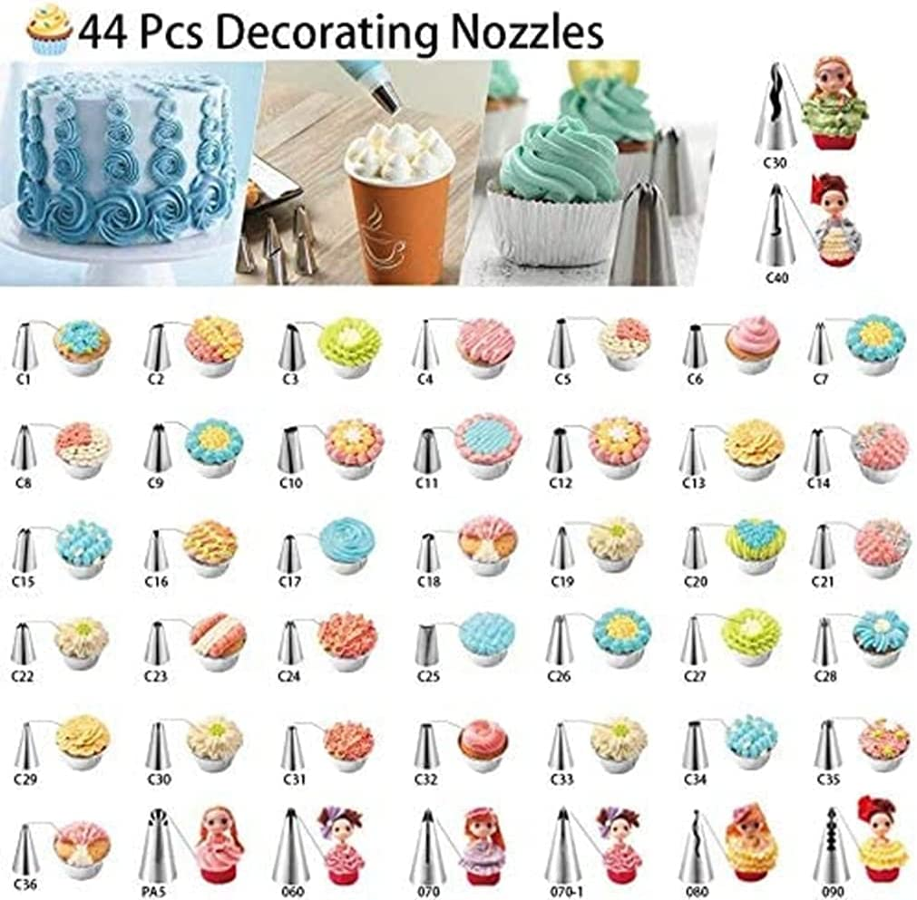 Jydirect 83 Pieces Cake Decorating Kits in a Box, Stainless Steel Icing Piping Nozzle Tip Set with 44 Icing Tips, Baking Frosting Tools Set for Cupcakes Cookies or Whipped Cream Clay for Making DIY at Home image number 5