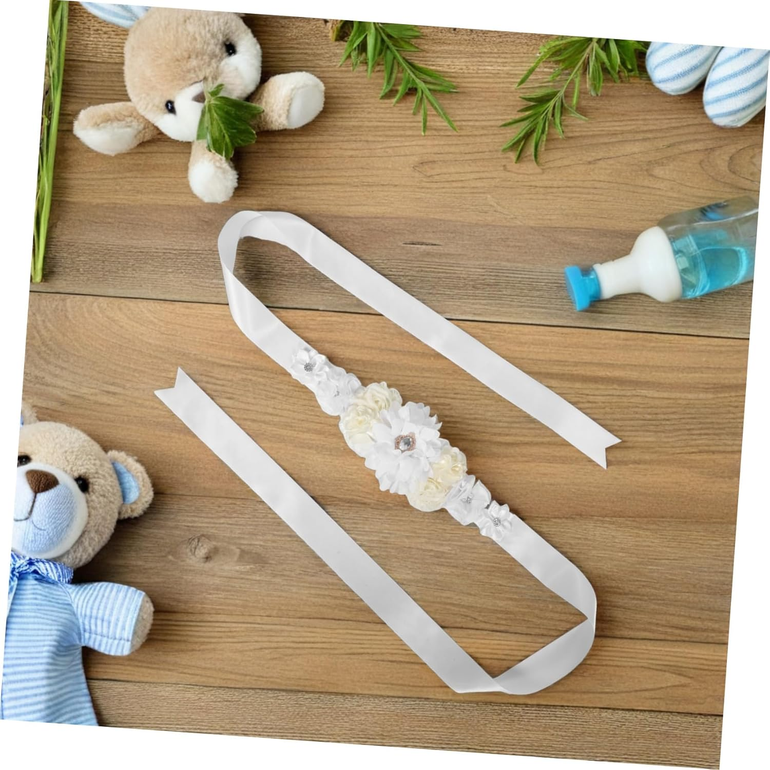 Hohopeti Maternity Belt Floral Pregnancy Support Sash Adjustable for Shower Bridal Party Photoshoot Accessories Maternity Belly Bands image number 3