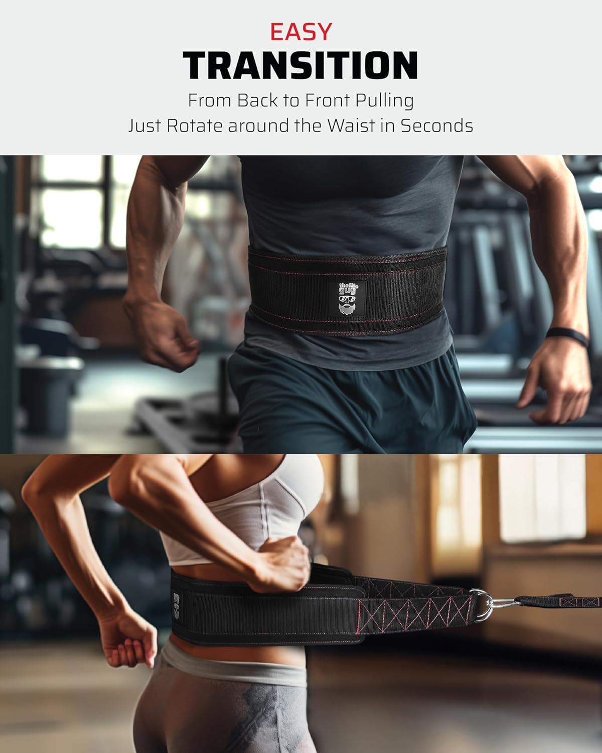 THEFITGUY Belt for Pulling, Strength Training, Adjustable Closure, 2 Straps & 4 Hooks Included image number 2