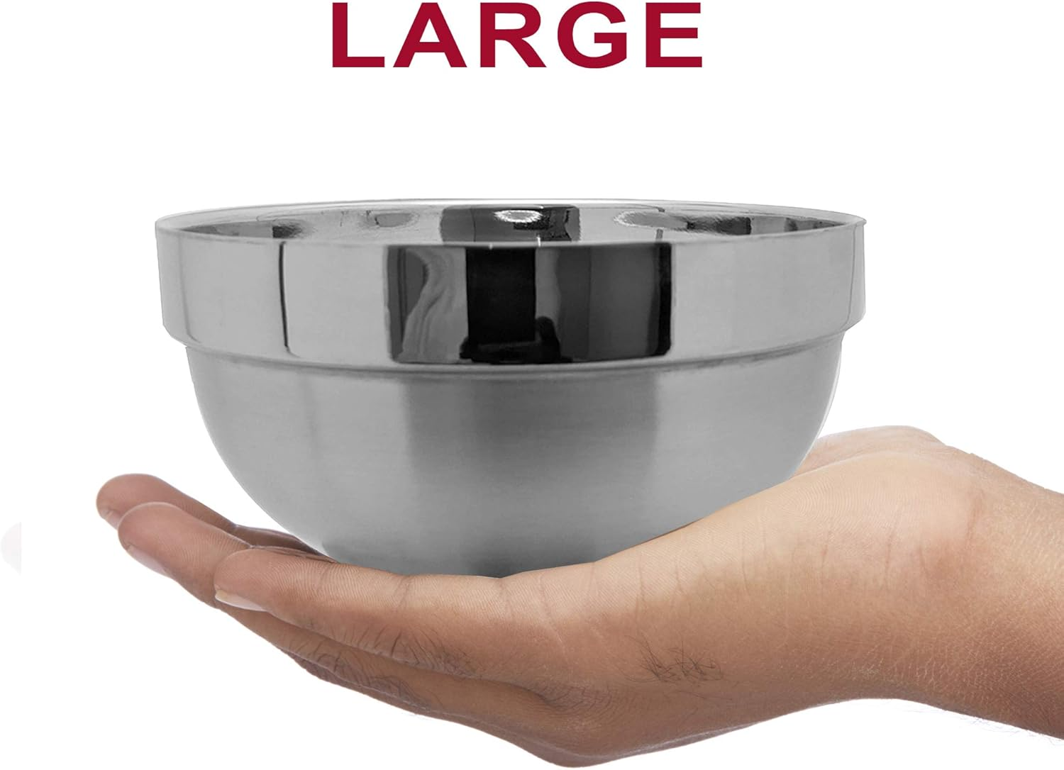 SML HOME Heat Insulated Stainless Steel Bowls, SUS 304, Double Walled Multipurpose, Cereal, Rice, Soup, Noodles, Salad, 4 Pack, LARGE (28 Oz) image number 1