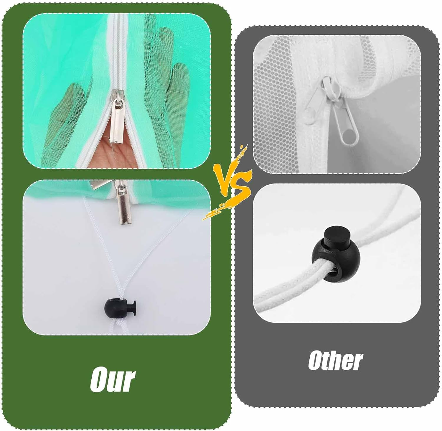 2Pcs 10Ftx10Ft Large Fruit Tree Netting Bags, Bird Netting Cover for Protect Plant Mulch with Zipper and Drawstring Lightweight Mesh Net for Garden Vegetable Bush Protection (Green)