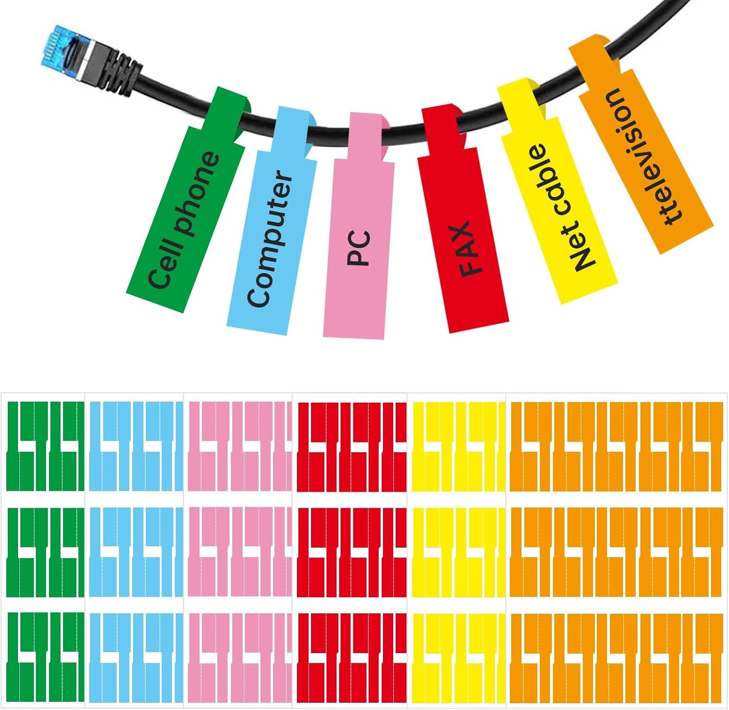 180Pcs Home Marker Write on Self Adhesive 6 Colors Cable Label Waterproof Tags
