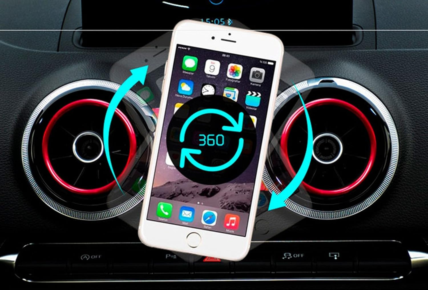 LICHIFIT Car Air Vent Outlet Mount Phone Holder 360-Degree Rotary Swivel Cell Phone Magnetic Cradle for Audi A3 / S3 image number 2