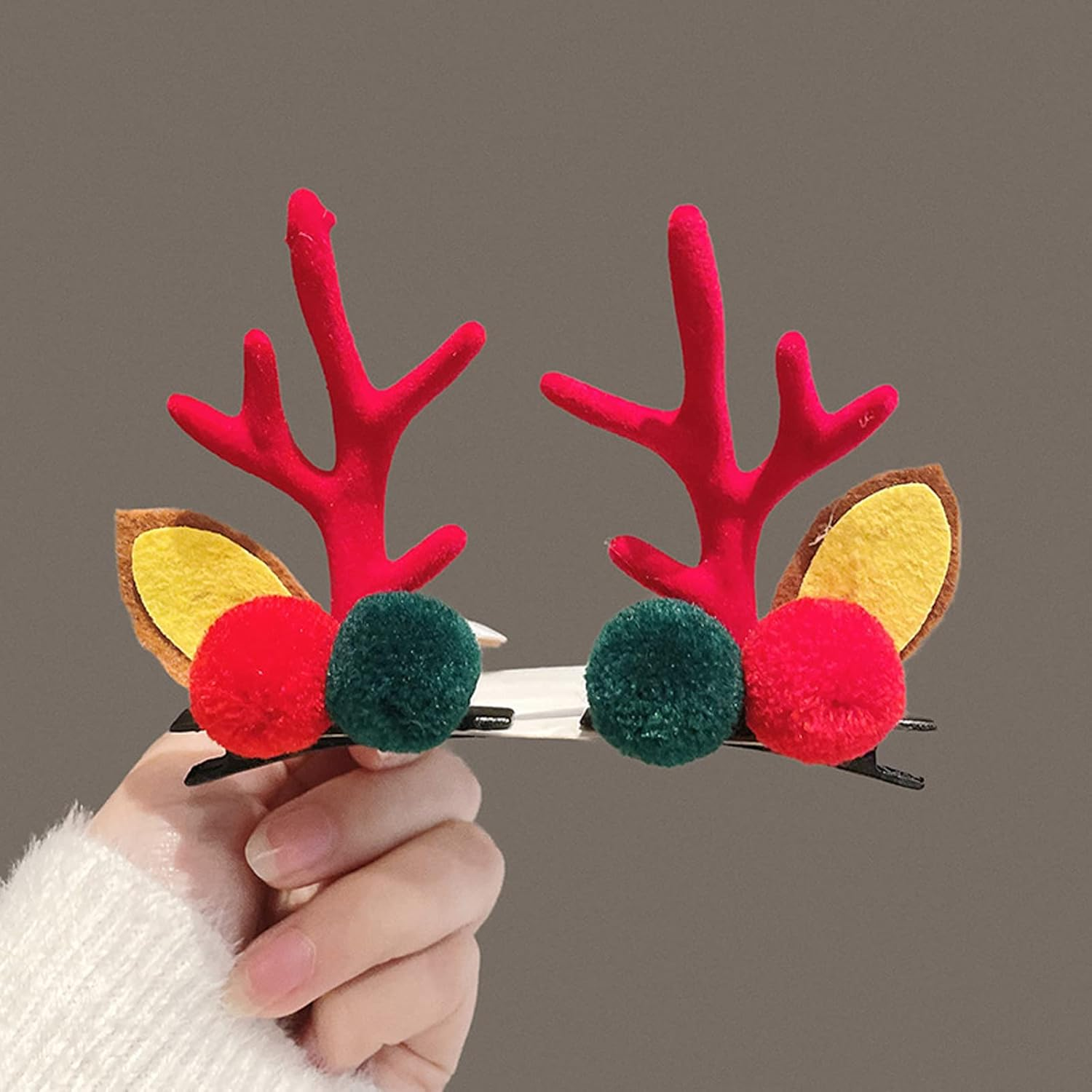 Christmas Hair Clip,2 Pairs Christmas Reindeer Antlers Hairpins,Deer Horn Barrettes,Cute Festive Hair Clips Hairpins,Christmas Hair Accessories for Women Girls Kids Christmas Party (Style 2) image number 2
