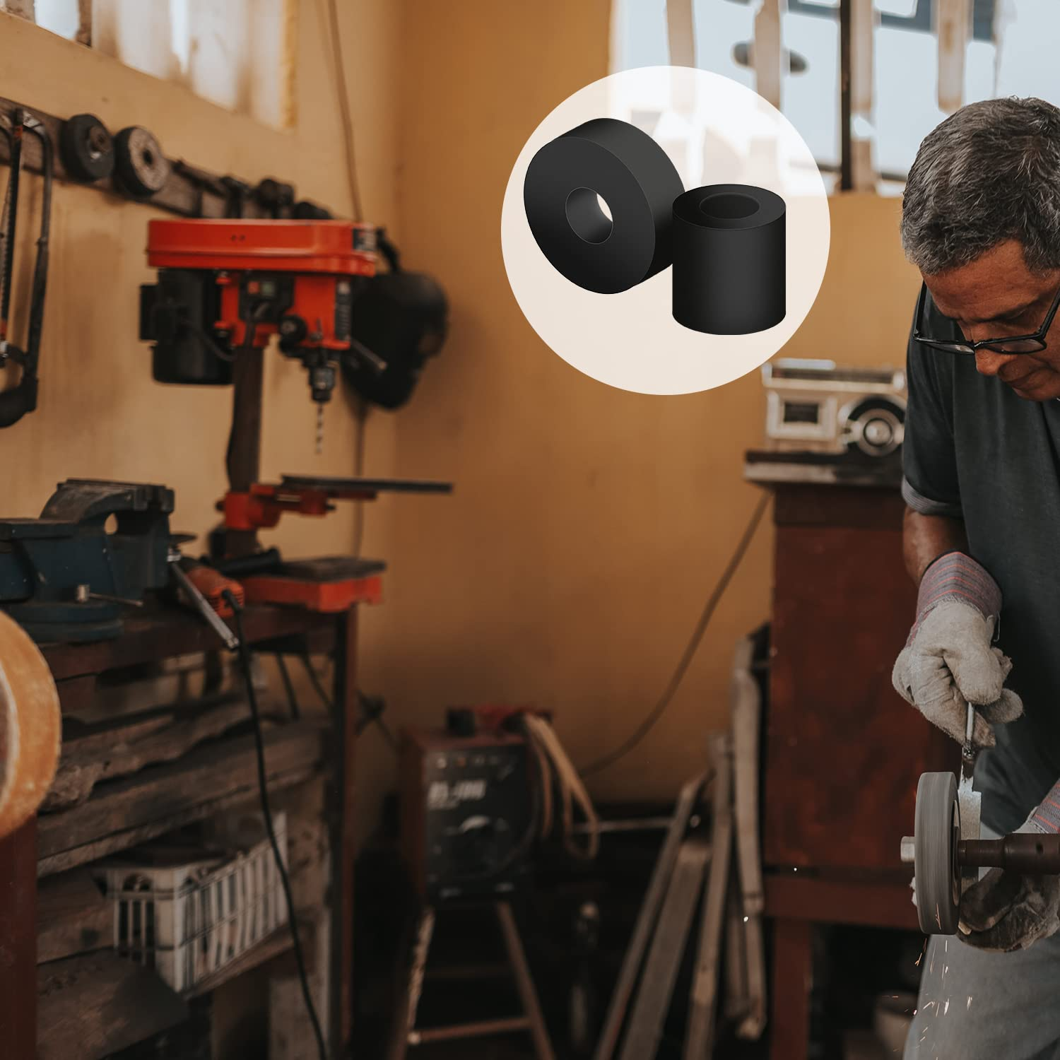 AIEX 20 Pieces round Rubber Grommet, 4 Sizes Rubber Flat Washers Assortment Multifunction Black Flat Rubber Rings Assortment for Home Car Accessories image number 2