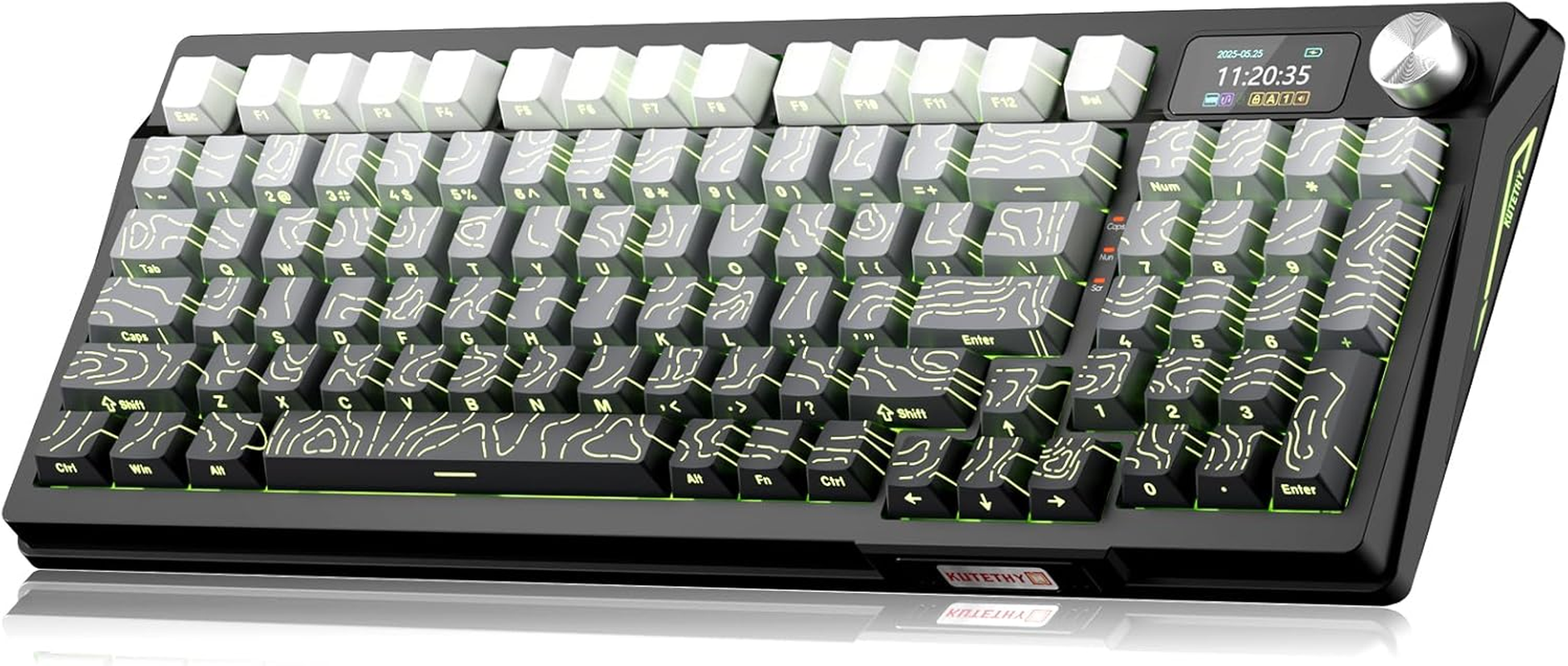 Kutethy Wireless Mechanical Keyboard,Pre-Lubed Switches,Gasket Structure,Tri-Mode Bt/2.4Ghz/Usb-C Hot Swappable,Gradient Topographic Keycaps,Rgb Backlit Gaming Keyboard(Kailh Box Chocolate Switch)