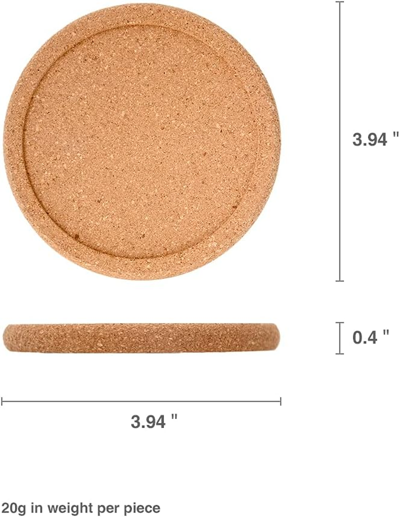 Natural round Cork Coasters for Drinks with Lip Edge Absorbent Heat and Water Resistant Reusable Durable Saucers for Bar Glass Cup/Mug Coffee Coasters (2, PCS) image number 6