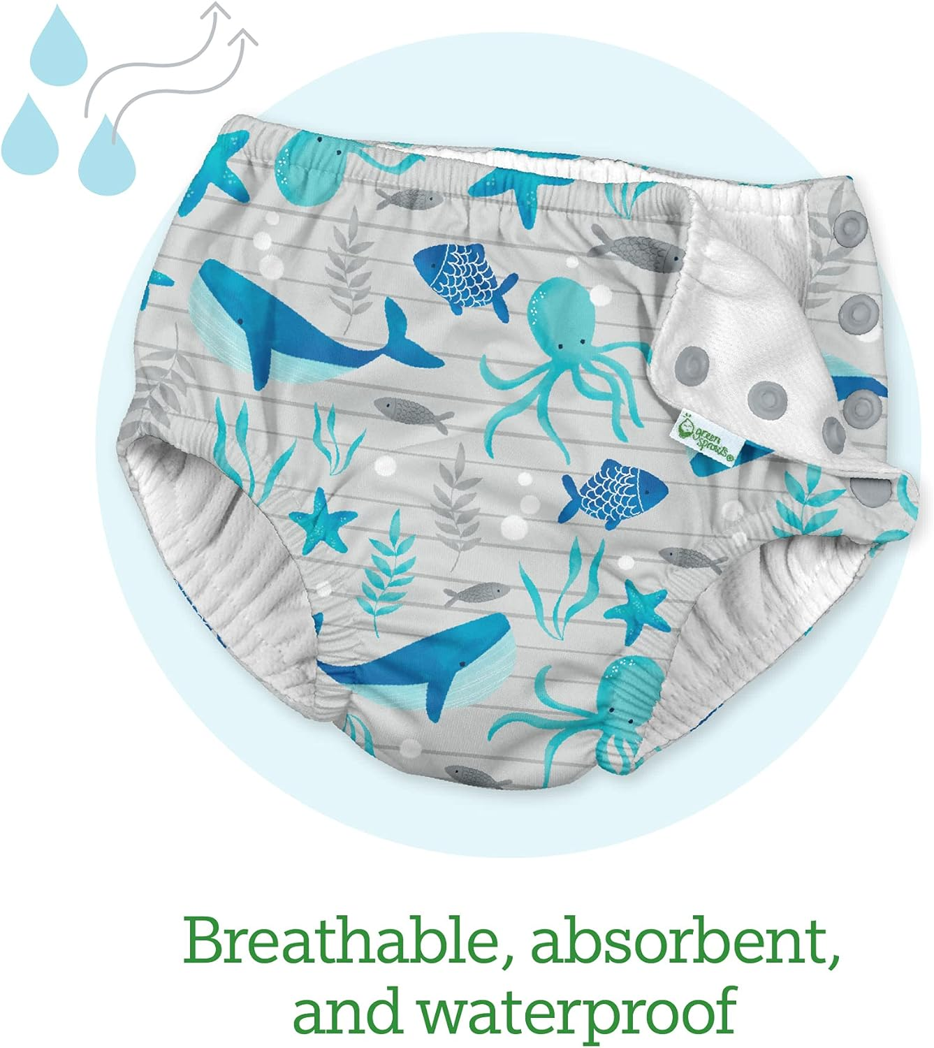 Green Sprouts I Play. Snap Reusable Swimsuit Diaper, 24 Months Hot Pink image number 2