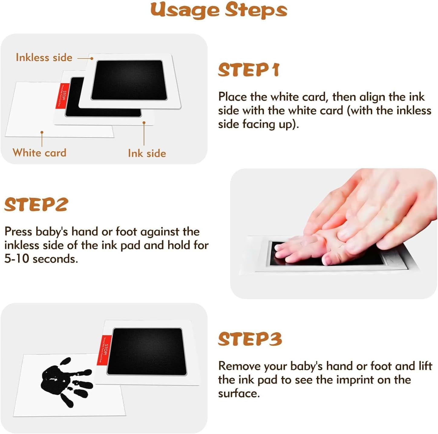 Inkless Baby Hand and Footprint Kit, Pet Paw Print Kit for Dogs Cats 4 Pack Newborn Inkless Print Pads Dog Nose Print Kit No Mess Newborn Baby Footprint Kit Baby Inkless Footprint Kit image number 5