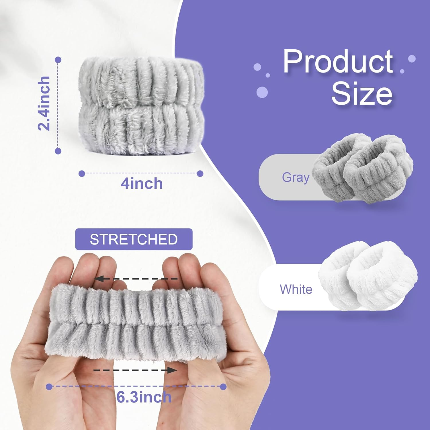 4Pcs Wrist Towels Face Wash Wristbands, Absorbent Towel Wristbands for Washing Face, Microfiber Wrist Spa Washbands for Women, Wrist Sweatband Prevent Water from Spilling down Your Arms