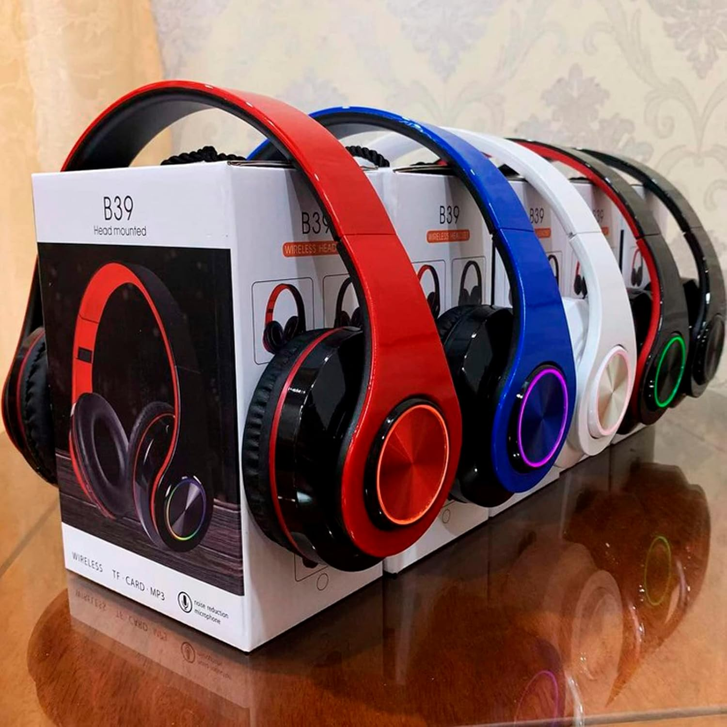 Kids Bluetooth over Ear Headphones, Colorful LED Lights Headphones with Built-In Mic, Bluetooth 5.0, Wired and Wireless Foldable Stereo Headphones for Classroom/Home Office/Tablet/Airplane(Blue) image number 6