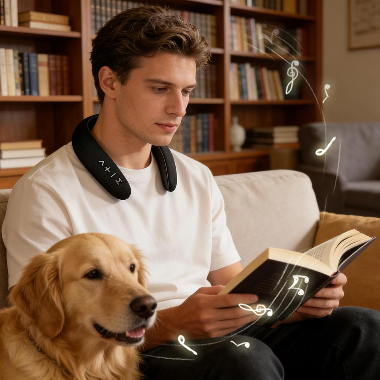 Uonguon Wireless Neck Speaker - 6-10H Playtime Audio Neckband - 5D Stereo Surround Sound Home Speakers - for Women Men Home Outdoor Camping Hiking Beach image number 5