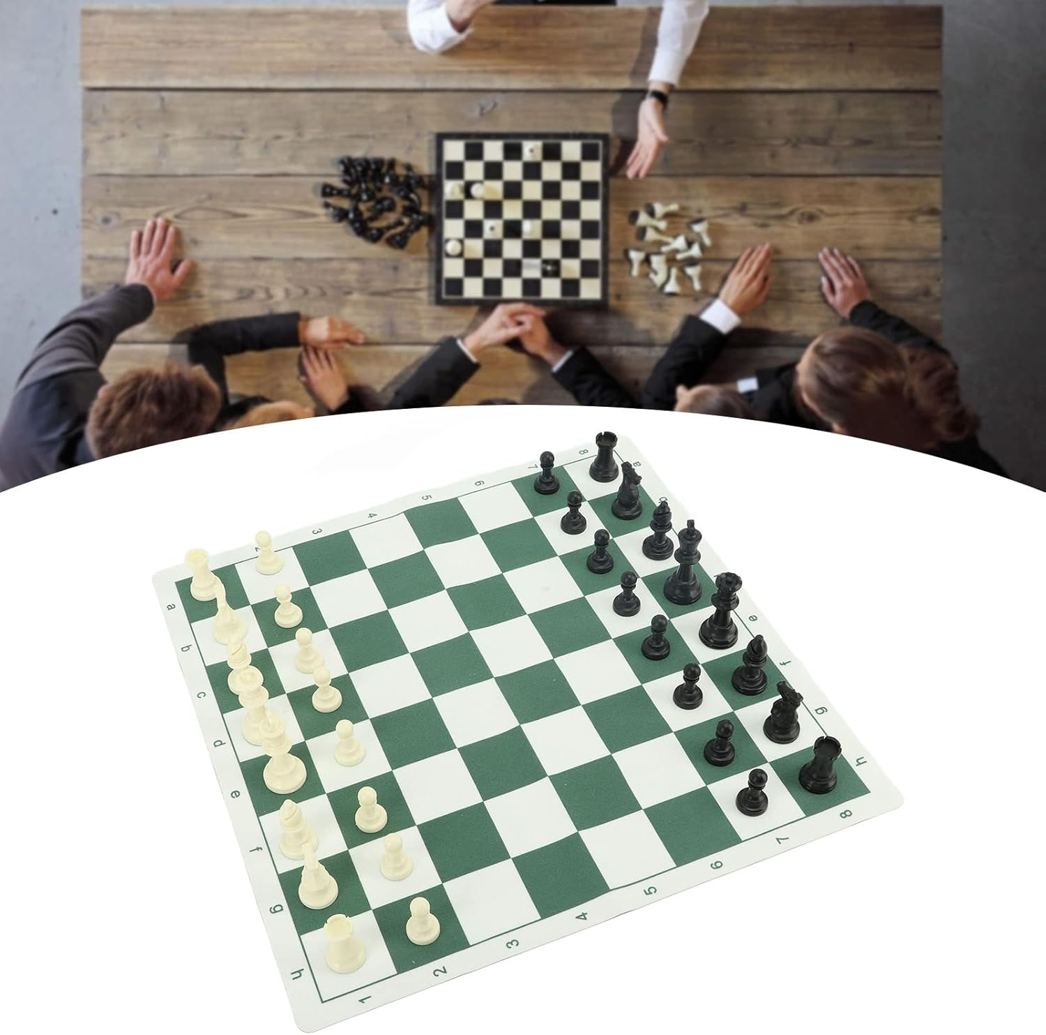 Chess Set, 16.9 X 16.9In Portable Travel Chess Board Game Sets Wear Resistant anti Skid Board Game with PU Mat Storage Bag for Family Gatherings, Travel, Camping