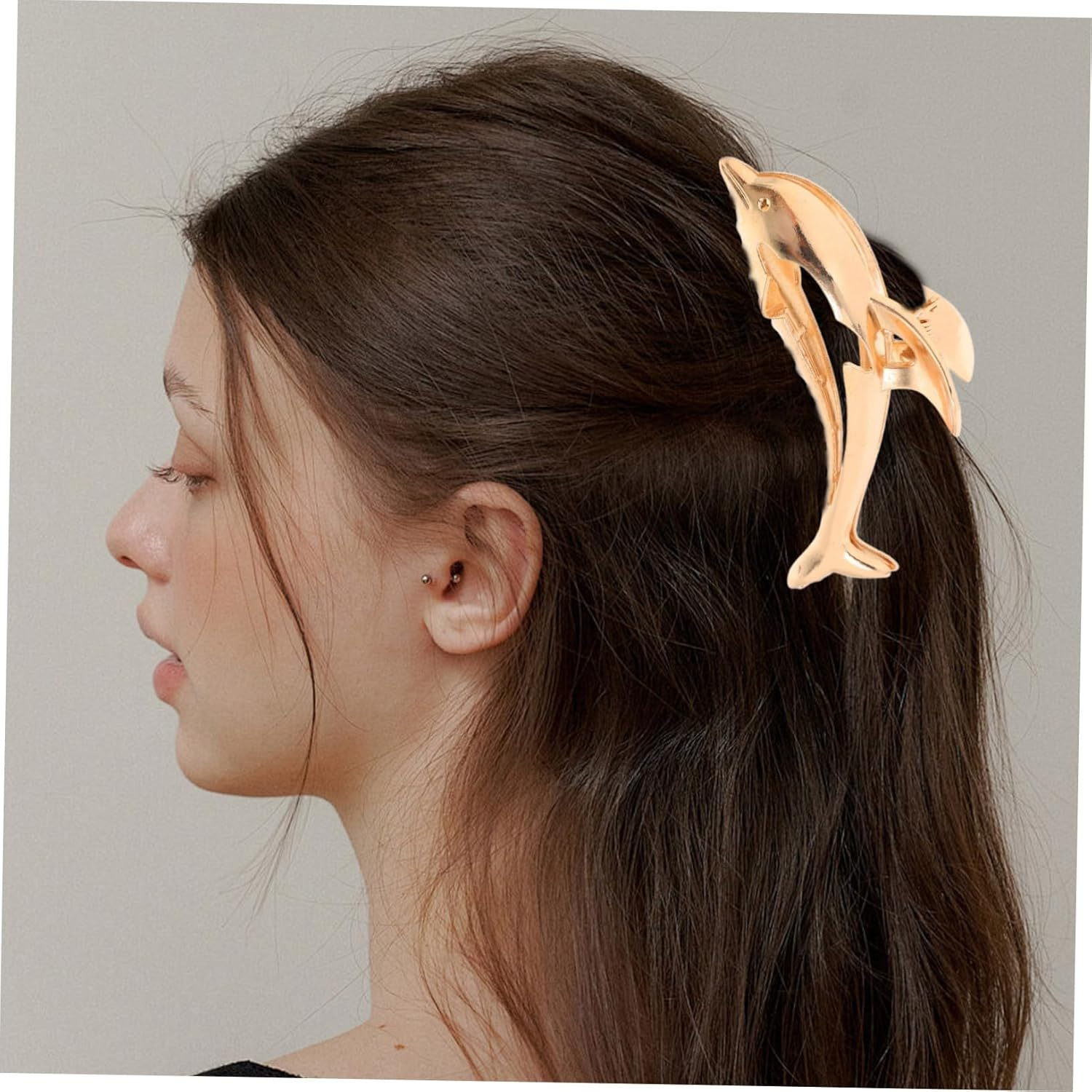Outanaya 2Pcs Dolphin Hair Clips Stylish Large Hair Clamp for for Parties Weddings and Everyday Use Matte Finish image number 4