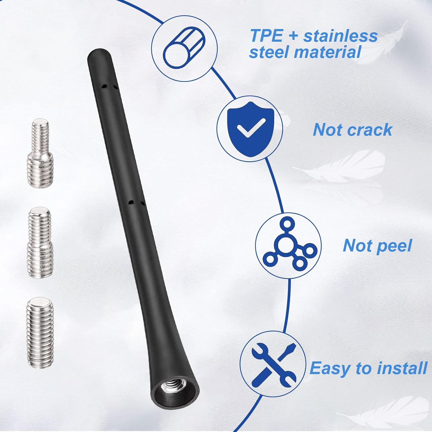 AQTAQ Universal Vehicle Roof Mount Rubber Car Aerial Antenna AM FM Antenna Car Roof Antenna Car 18Cm/7Inch Car Radio Antenna with M4 M5 M6 Threaded Adapter Suitable for Most Models Etc image number 2