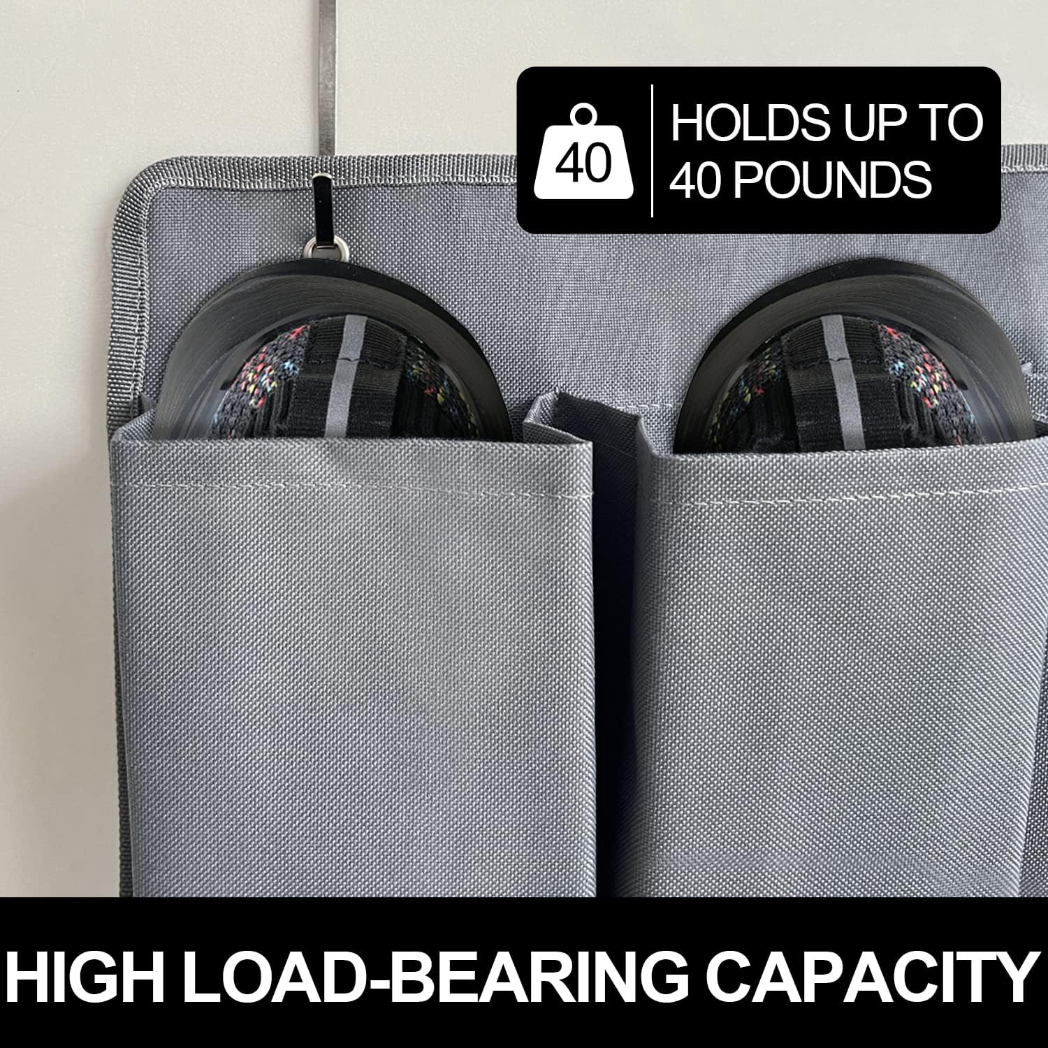 RVZONE RV Shoe Pockets 10 Pockets Heavy Hanging Bedside Storage Organizer with Sturdy Hooks Storage Pockets Hangs on Bed for Shoes Toys and Tool Accessories - Gray image number 6