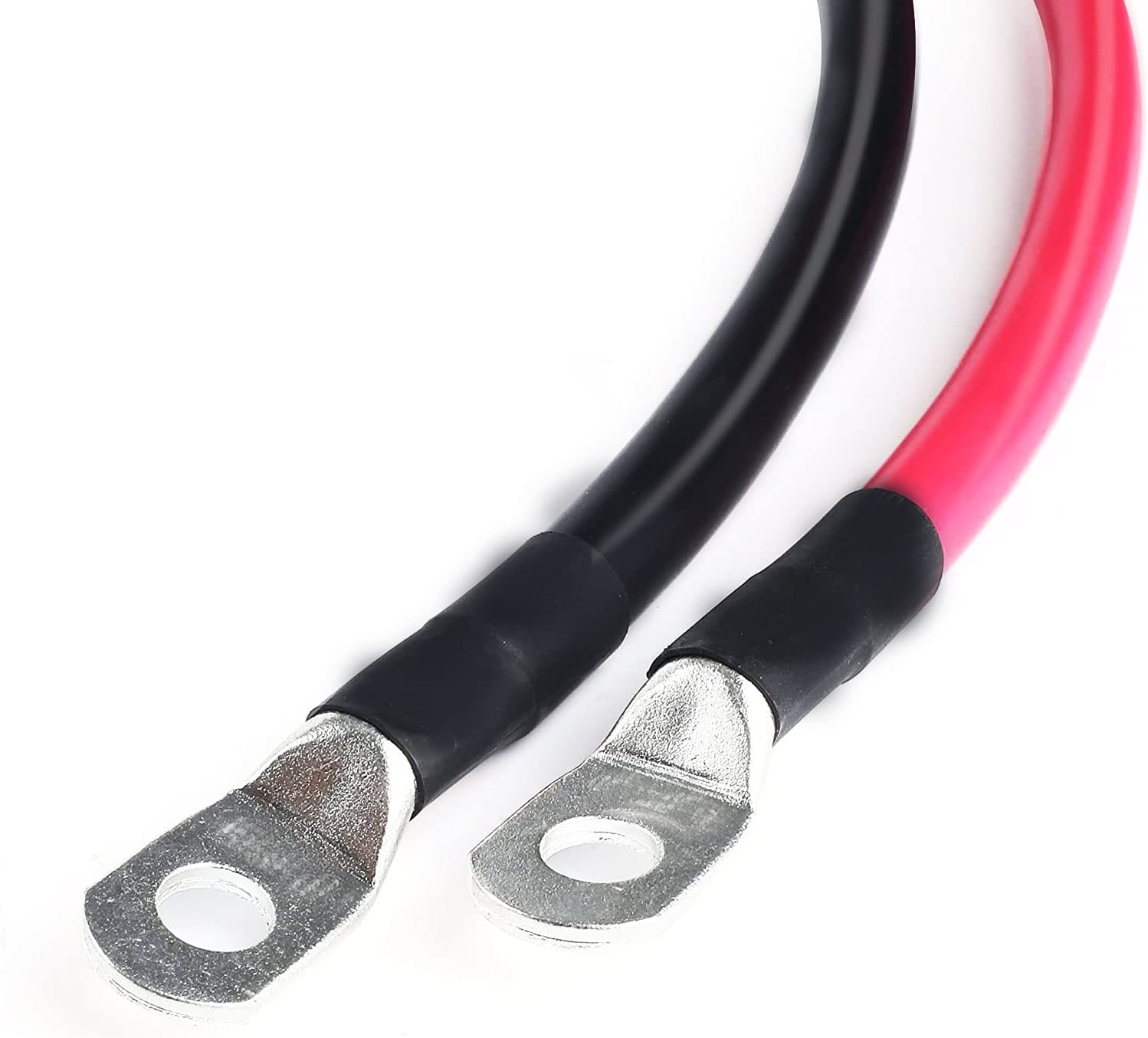 5 AWG Gauge Parallel Battery Power Inverter Cables with Terminals, Pure Copper Battery Cables Set with 3/8 Inch Copper Ring Ends for Solar, RV, Car, Boat, ATV, Motorcycle (1 Set,50Cm/1.65Ft,16Mm&sup2;)