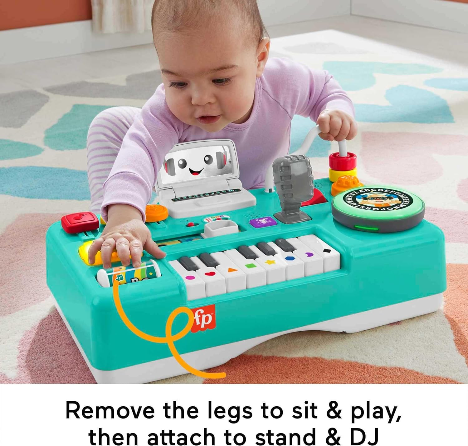 Fisher-Price Learning Fun DJ Game Table - Musical Learning Toy with 3 Piano Play Modes, Lights, Version English Reduced Packaging, HTK83 image number 5