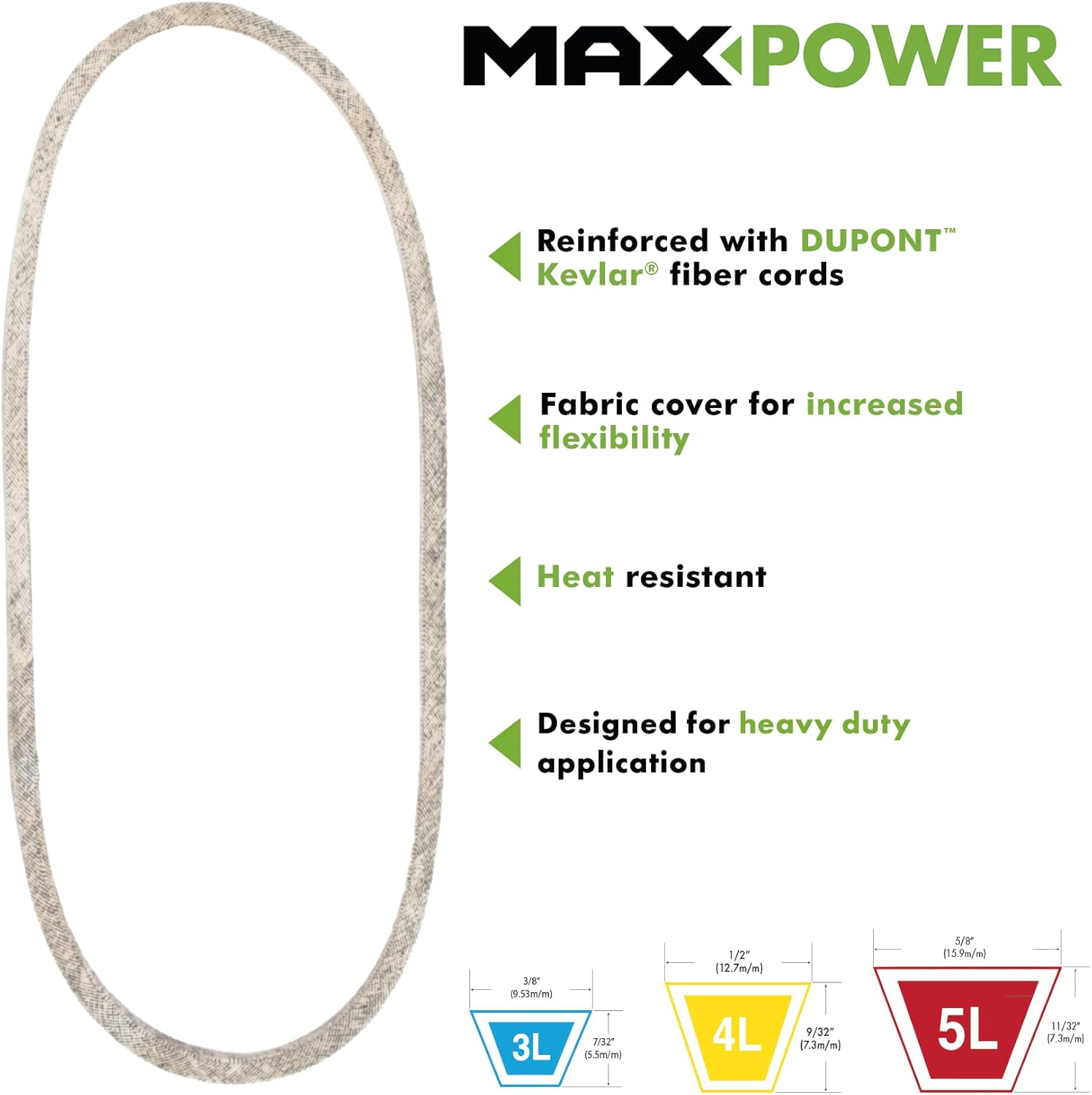 Maxpower V-Belt 347538, Kevlar Reinforced, 1/2 Inch X 95 Inch - 4L950 - Outer Length L(A) 2430 Mm. image number 5