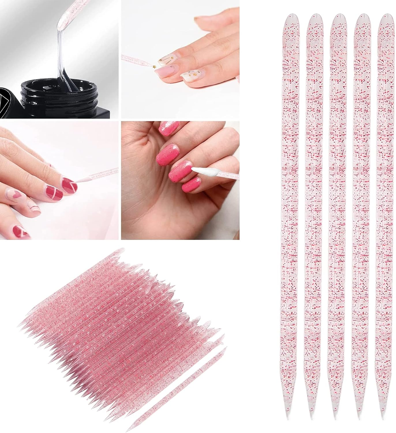Disposable Nail Cuticle Pusher, Cuticle Manicure Pedicure Stick Practical 100Pcs for Home for Nail Salon, Multi Functional Cuticle Pusher Remover Manicure Pedicure Tool for Manicure Pedicure image number 5
