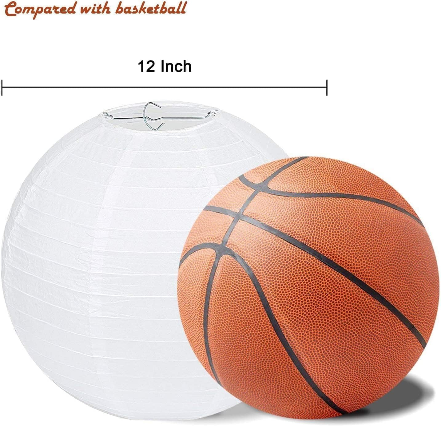 20PCS Hanging Paper Lanterns, 6" 8" 10" 12" round Chinese Japanese White Paper Lantern Decorations with Hanging Line for Weddings Decoration, Indoor and Garden Party Decoration image number 6