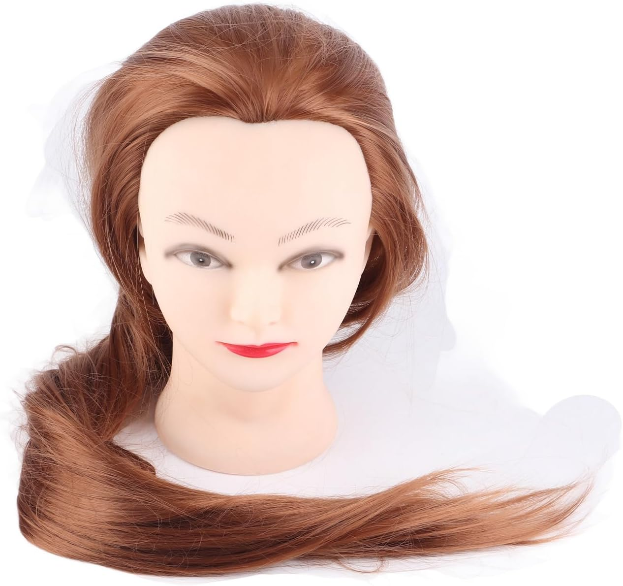 Jiawu Professional Cosmetology Training Mannequin Head with Golden Brown Synthetic Hair for Hair Styling, Cutting, Coloring Practice - Salon Styling Head Model for Hairstydress & Barber Students image number 1