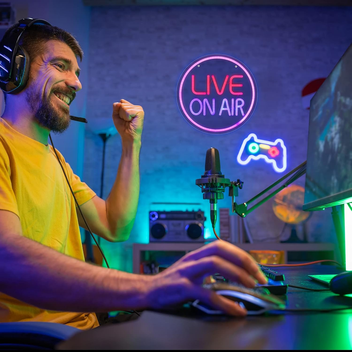 KABOER Live on Air Neon Light Sign,11.8'' LED Live on Air Neon Lights Decor,Usb Powered Live on Air Neon Wall Art Sign for Studio, Wall, Bedroom, Game Room Decor,Rtqoj7650 image number 6