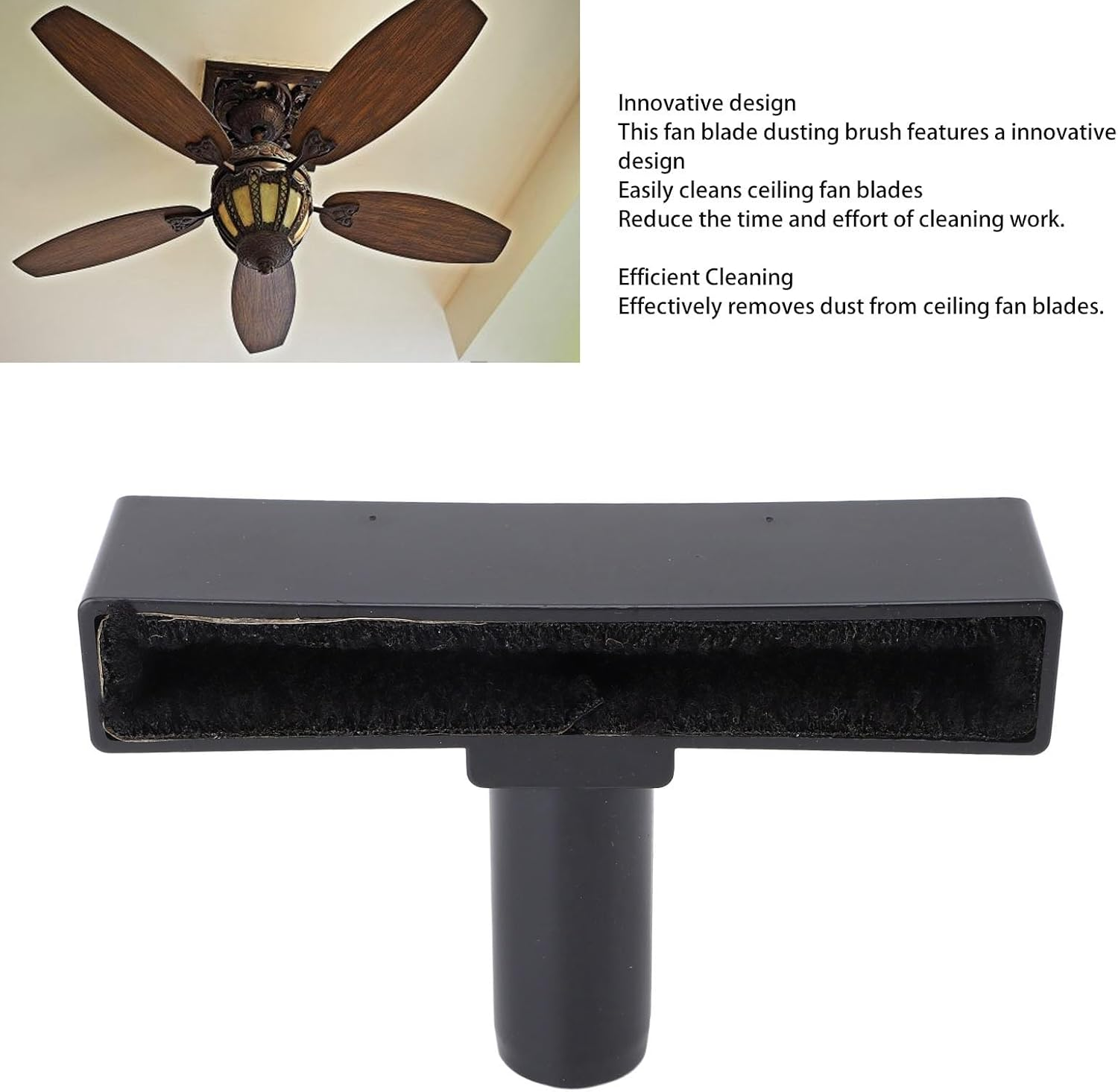 Fan Cleaning Brush, Fan Blade Dust Brush, Innovative Ergonomic Handle for Home (Black) image number 4