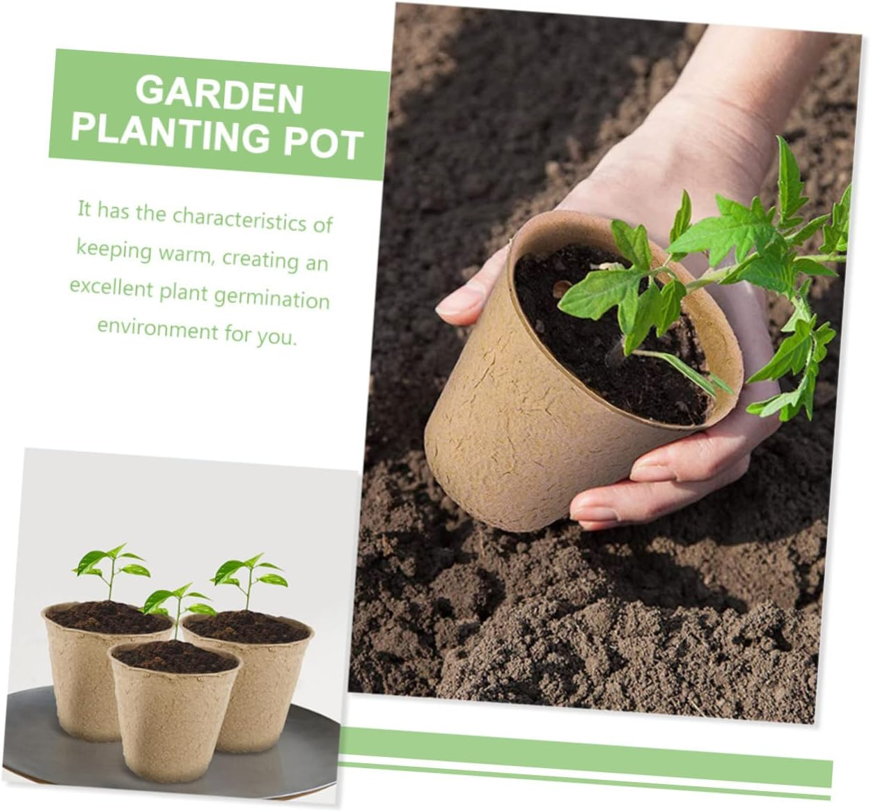 Parliky 1 Set Seedling Paper Cup Mini Pots for Plants Biodegradable Pulp Germination Cups Gardening Supply Nursery Plant Pots 8Cm 50Pcs image number 4