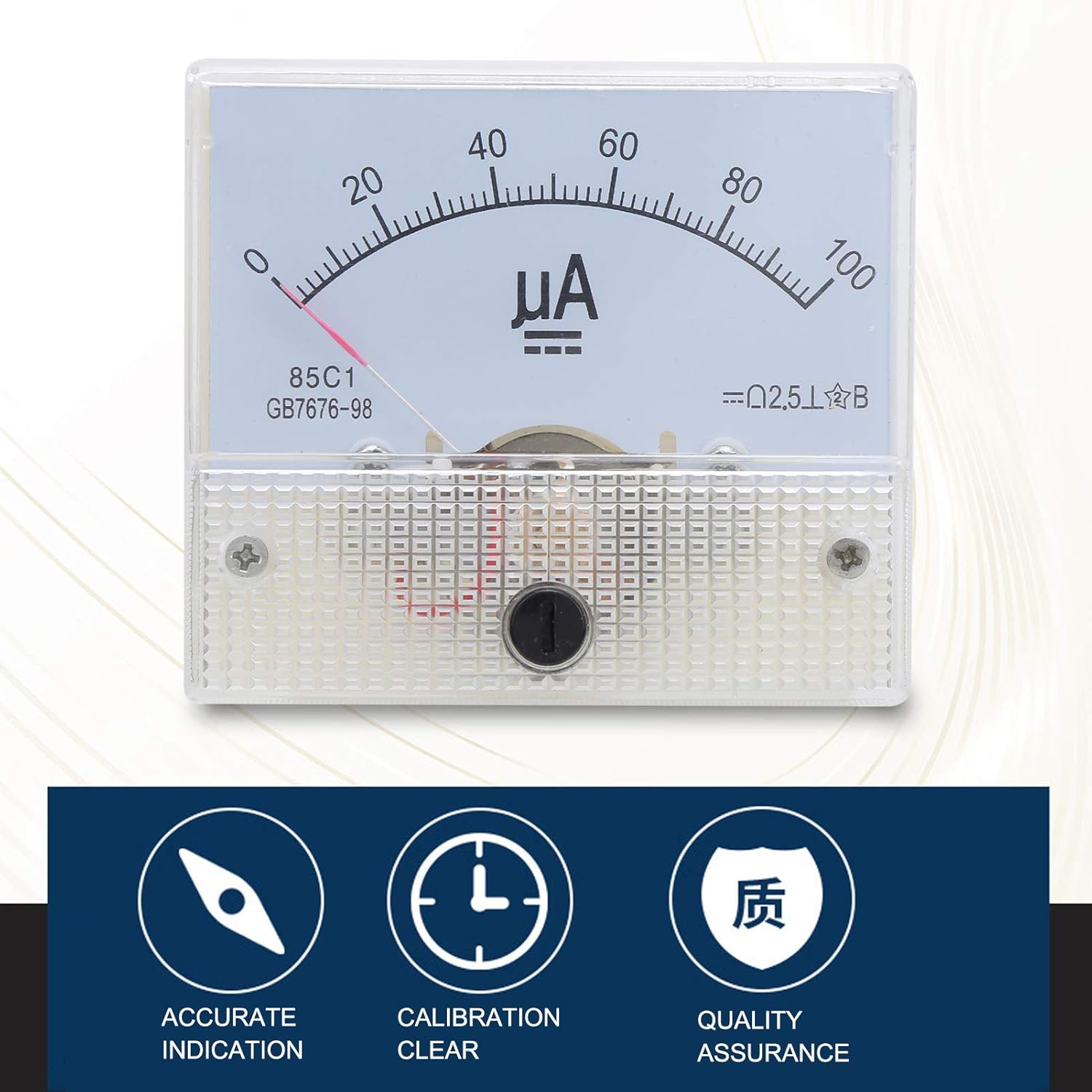 85C1 DC 0 100UA Pointer Type Ammeter Analog Current Panel Meter Measuring Instrument image number 1