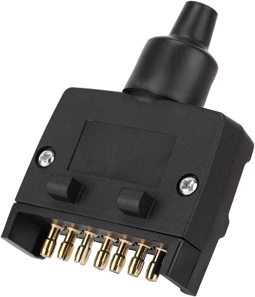 Durable 7 Pin Flat Trailer Plug Connector, Australian Design, Corrosion Resistant for Caravan, Truck, RV, Trailer, ABS Compatible, Black image number 2
