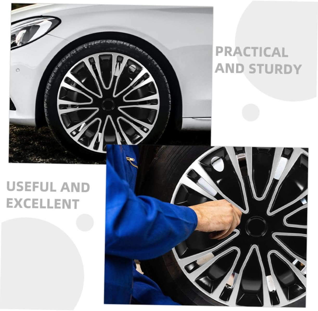 GLEAVI 2Pcs Automotive Wheel Hub Covers Decorative Hubcaps for Car Rim Covers Easy Install Car Interior Accessories