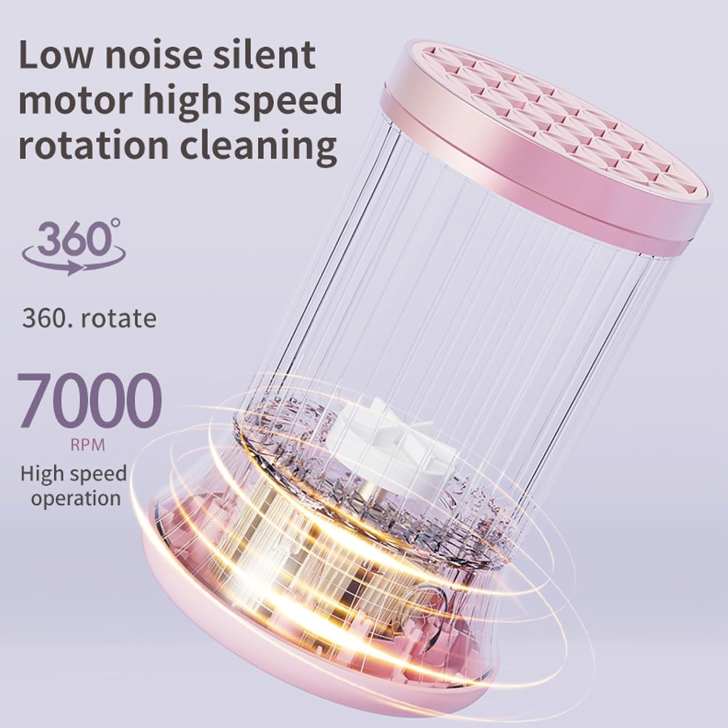 YVXUN Upgrade Electric Makeup Brush Cleaner Machine &ndash; Makeup Brush Clean and Dry Makeup Brushes Tools,Sponges Automatically-Make up Dryer,Washer Holder Combined(Pink)-Perfect for Home & Professional Use image number 4