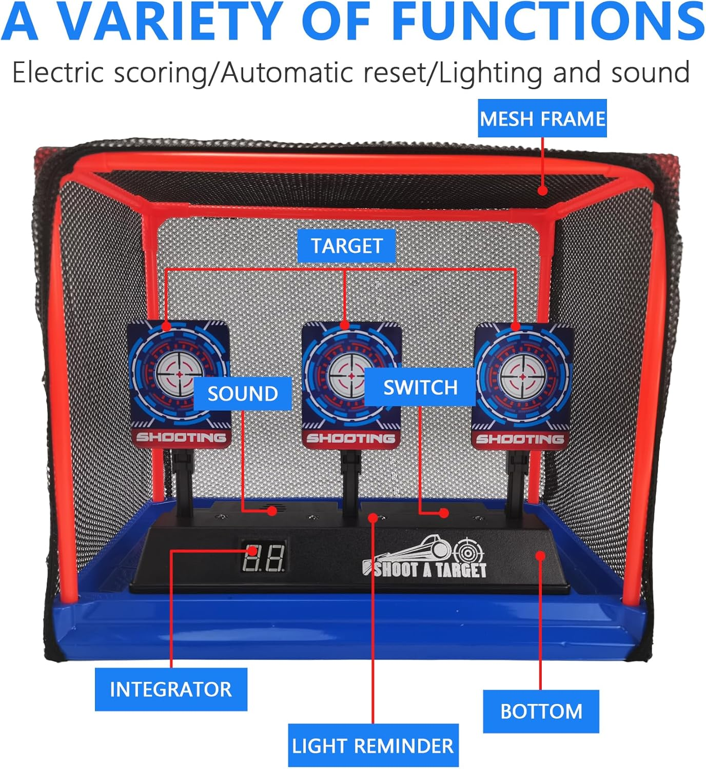 BOROLA Digital Electronic Digital Automatic Scoring Auto Reset Shooting Target Throwing Foam Dart Blaster Game with Bullet Recycling Function Ideal Present for Kids Compatible for Nerf Toy Gun image number 5