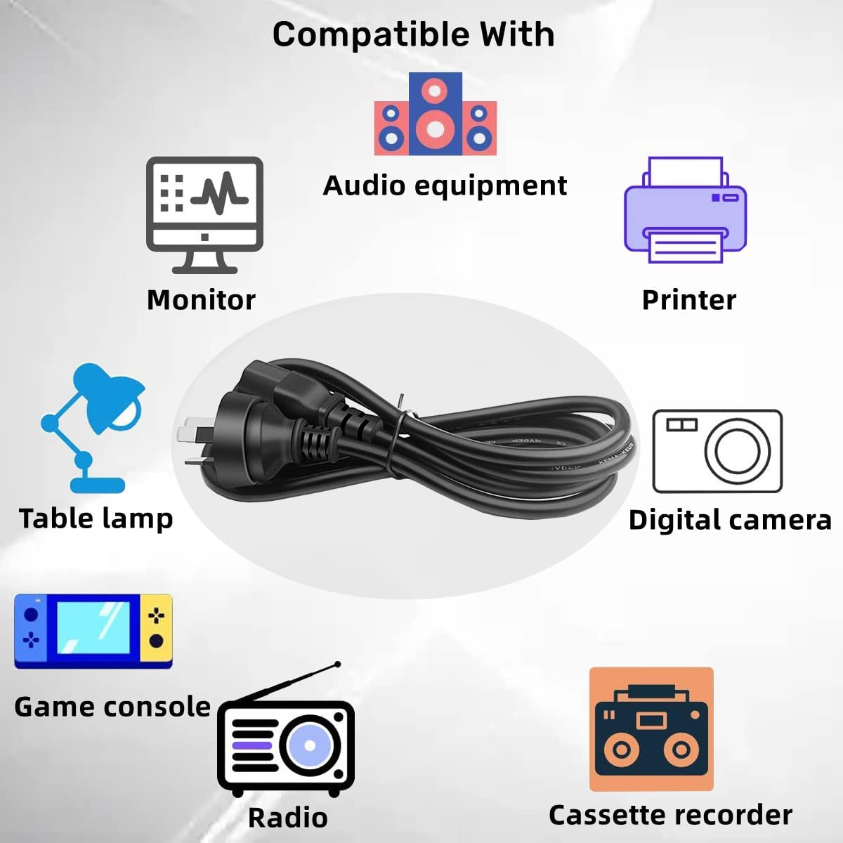 3 Prong Australia Plug 18 AWG Power Cord with with IEC 320 C13 Blade-Type Receptacles on the Female End,Standard Computer Pure Copper Extension Cable for Pcs, Monitors, Power Adapters...（1-M / 3.3FT image number 1