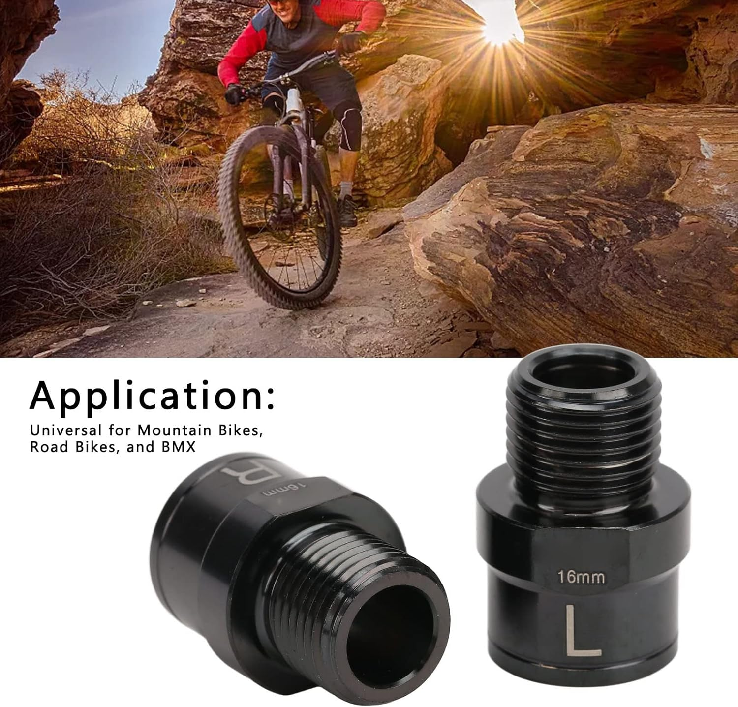 Bike Pedal Extenders, 16Mm Bicycle Pedal Extensions Lengthening Shaft, Titanium Alloy Extended Pedal Spacer Bike Pedal Extension Shaft for Mountain Bikes Road Bikes image number 2