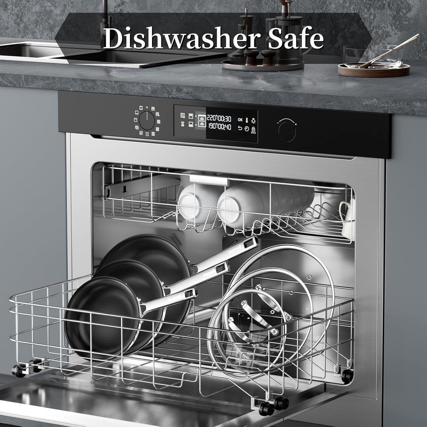 Nonstick Ceramic Frying Pan Set, 20 CM&24 CM&28 CM Stainless Steel Frying Pan Skillet W/Glass Lid, Titanium Ceramic Omelet Pans, Kitchen Cooking Pan Set, Compatible W/All Cooktops - Silver image number 5