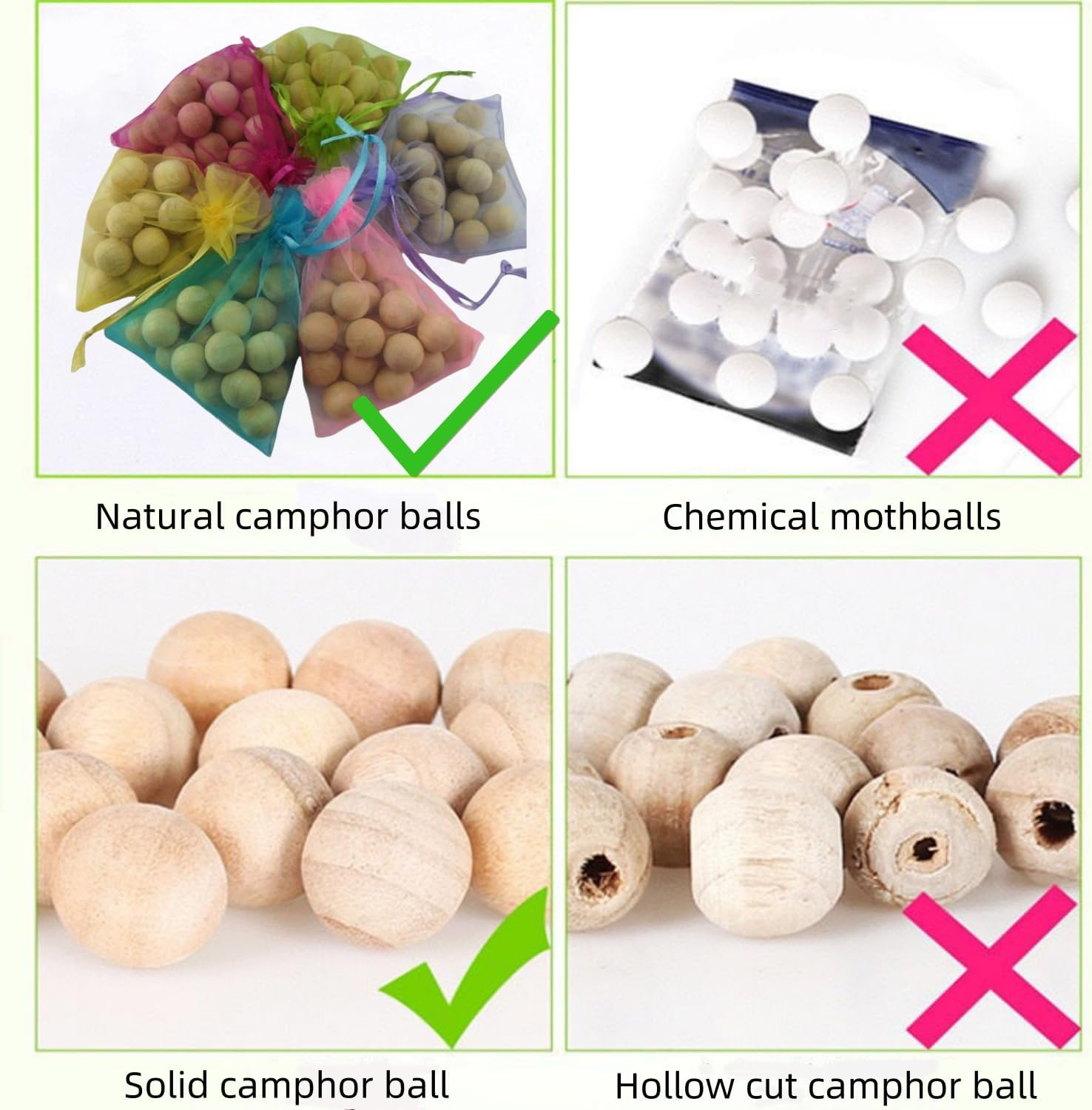 100 Balls Moth Protection Storage Essentials Fresh Cinnamomum Camphora Root for Closet Storage,Better Insect Repellent than Cedar Balls, Longer Lasting Effect,Repelling Clothes Moths (5 Bags) image number 2